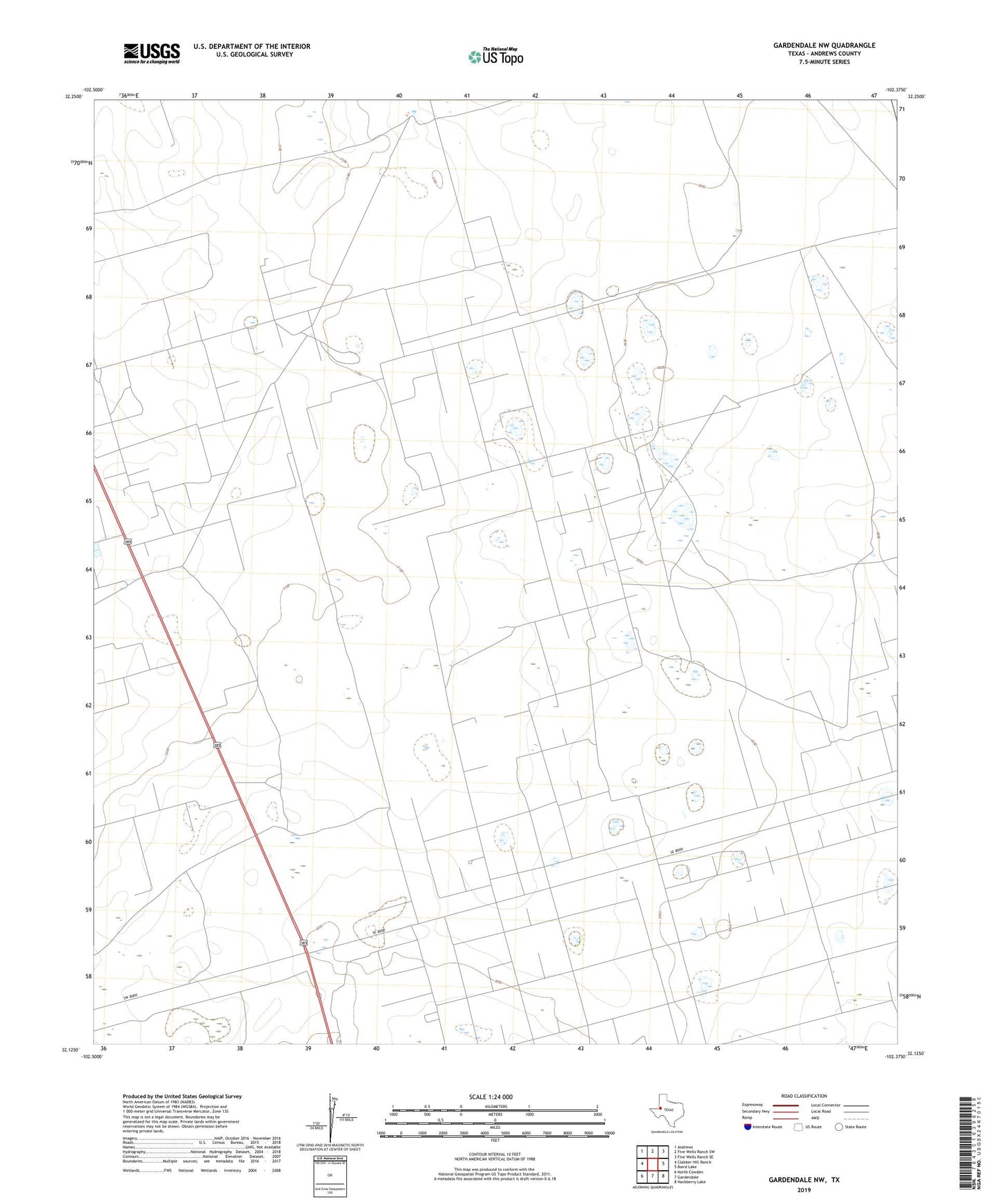 Gardendale NW Texas US Topo Map Image