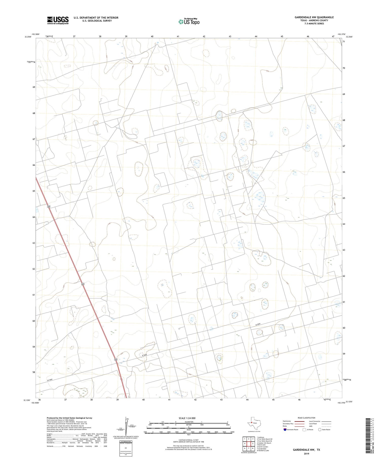 Gardendale NW Texas US Topo Map Image