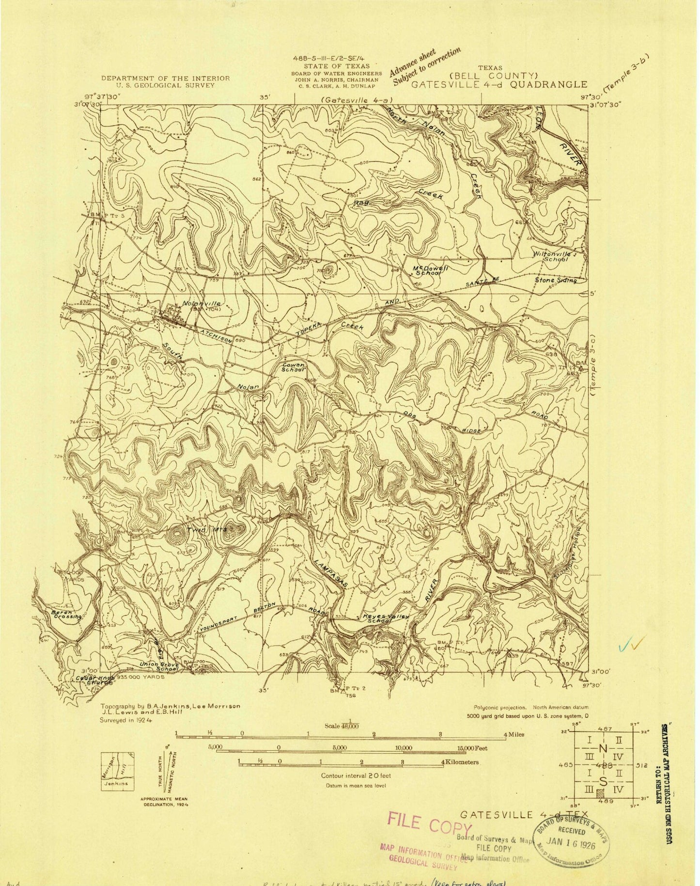 Classic USGS Nolanville Texas 7.5'x7.5' Topo Map Image