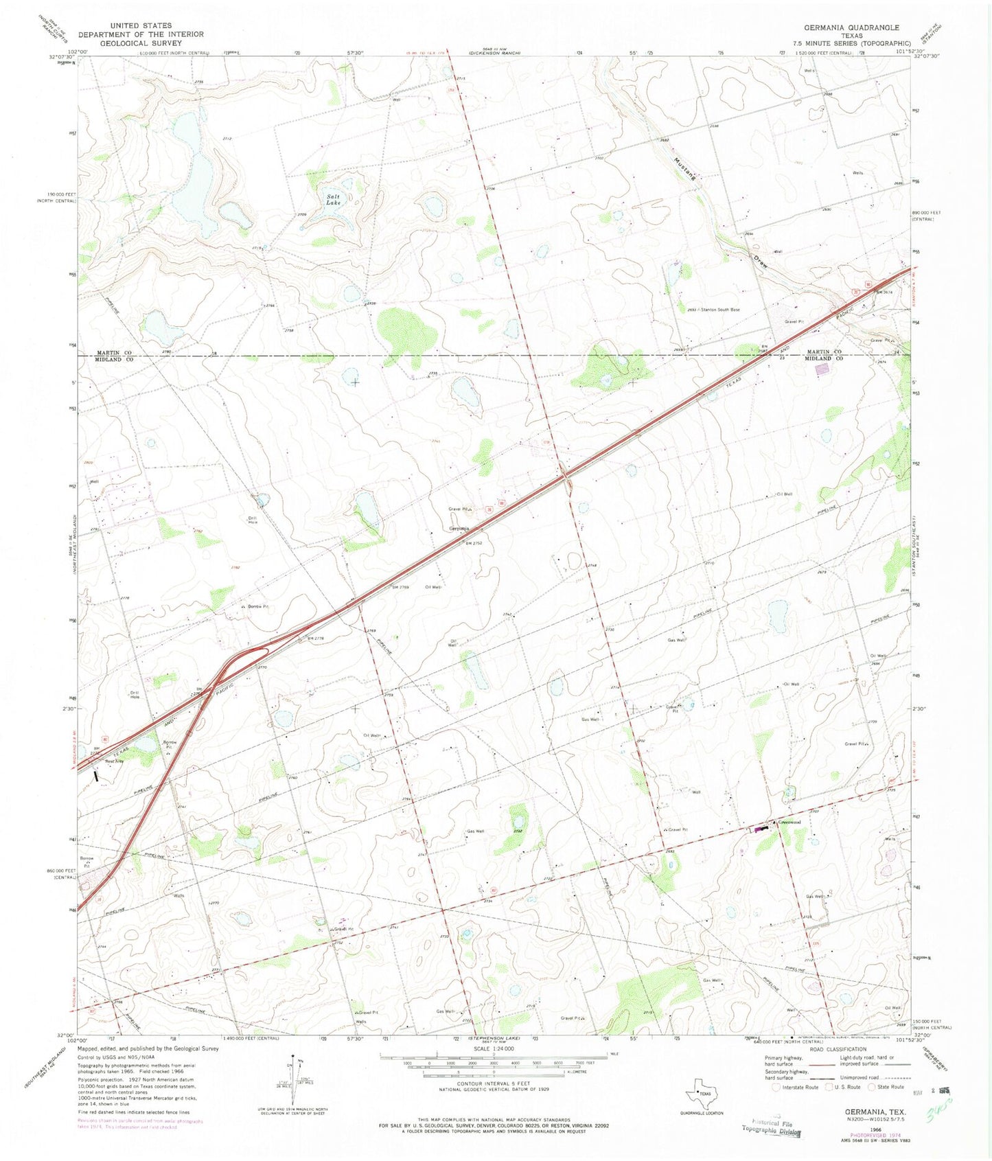 Classic USGS Germania Texas 7.5'x7.5' Topo Map Image