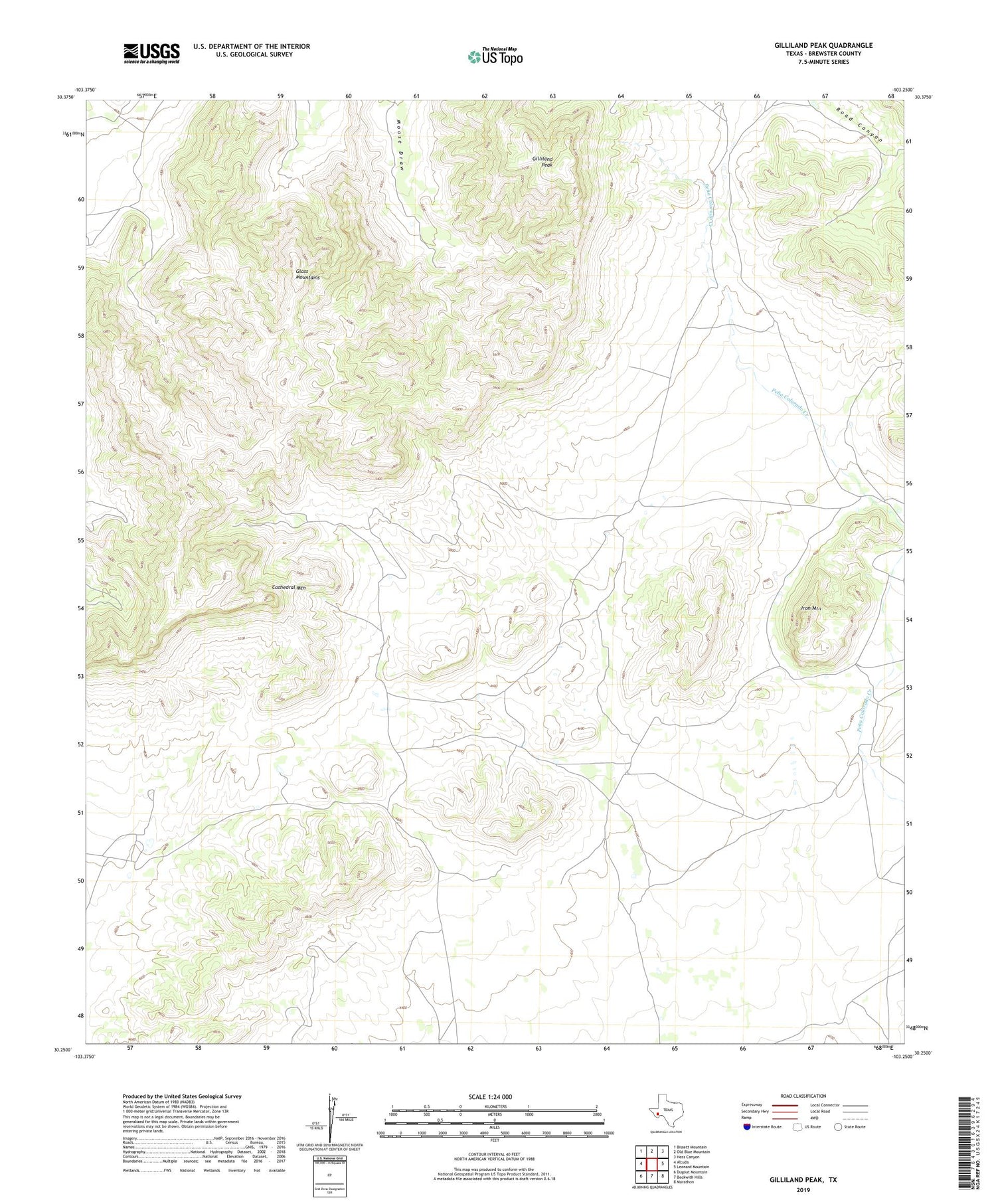 Gilliland Peak Texas US Topo Map Image