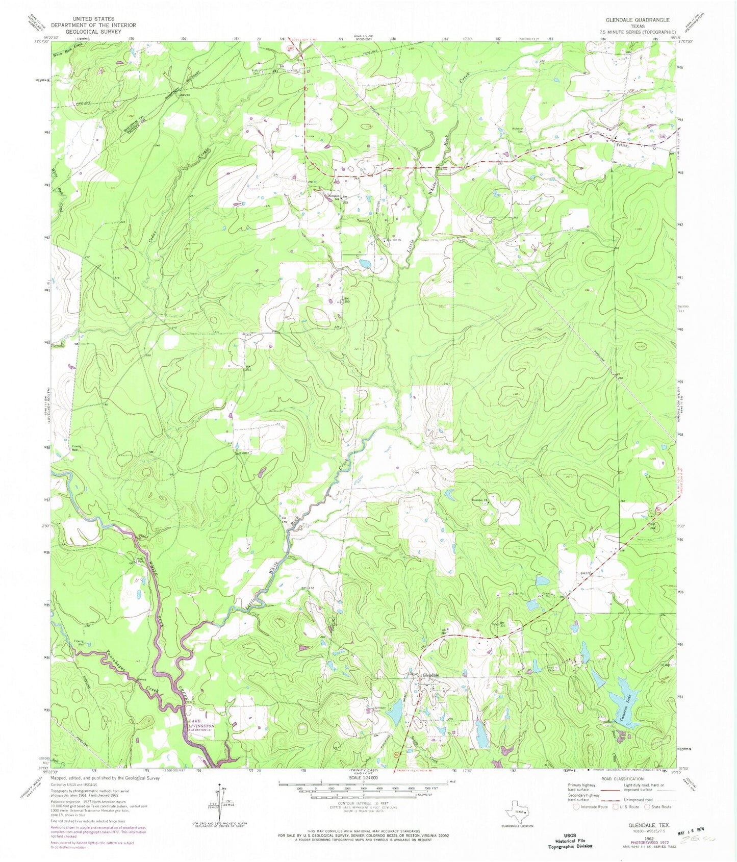 Classic USGS Glendale Texas 7.5'x7.5' Topo Map Image