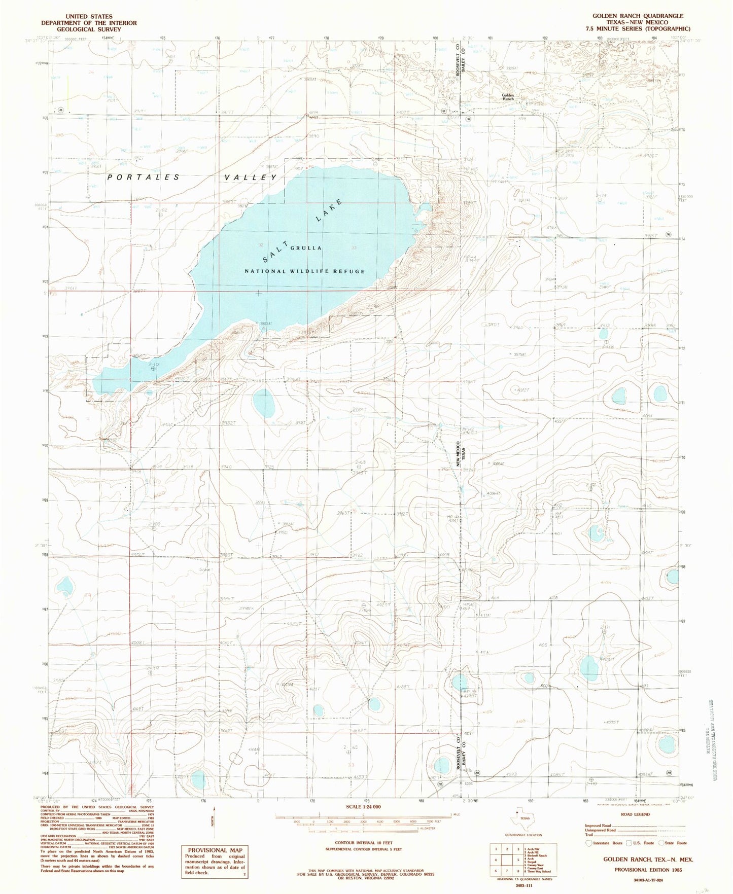 Classic USGS Golden Ranch Texas 7.5'x7.5' Topo Map Image