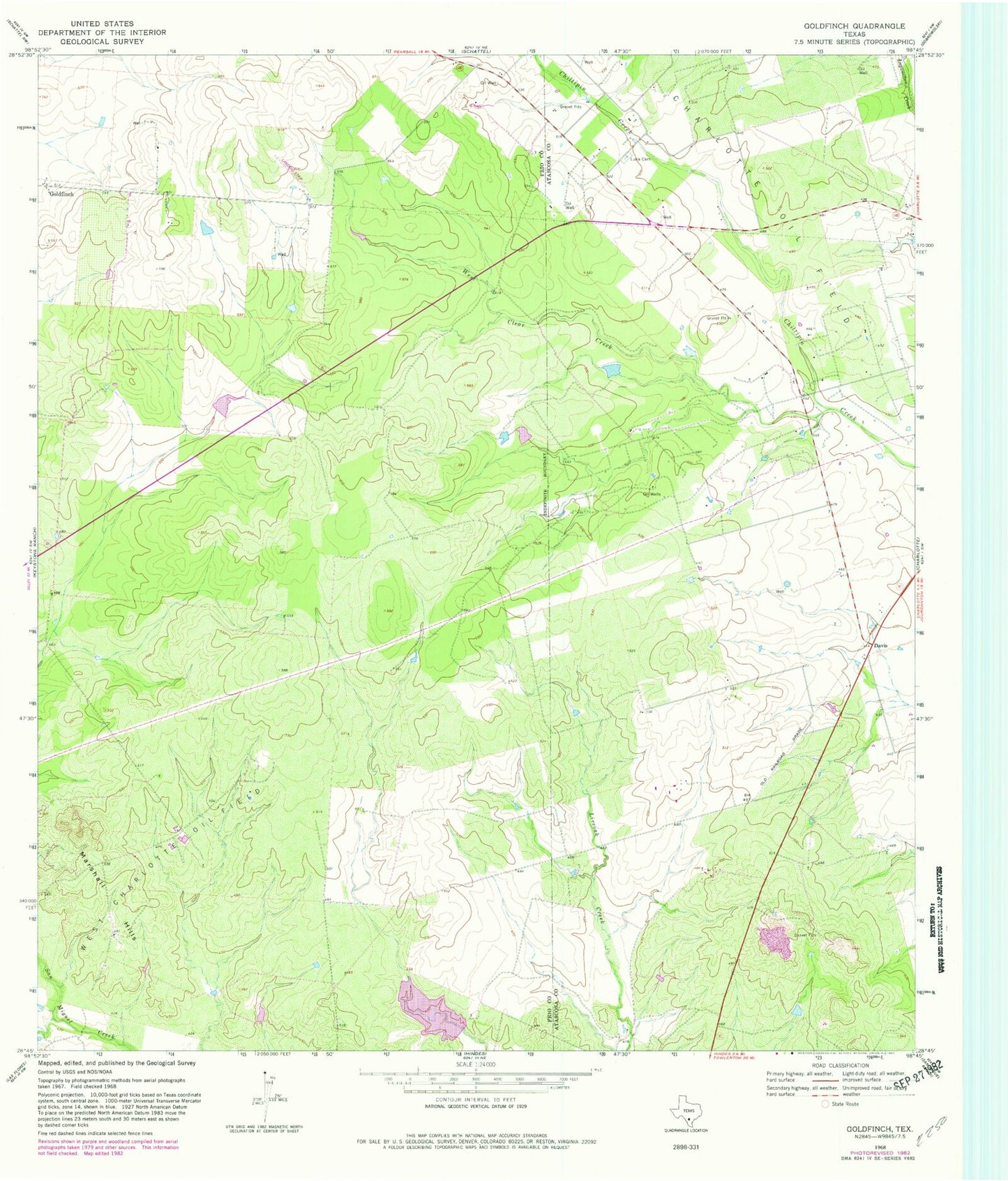Classic USGS Goldfinch Texas 7.5'x7.5' Topo Map Image