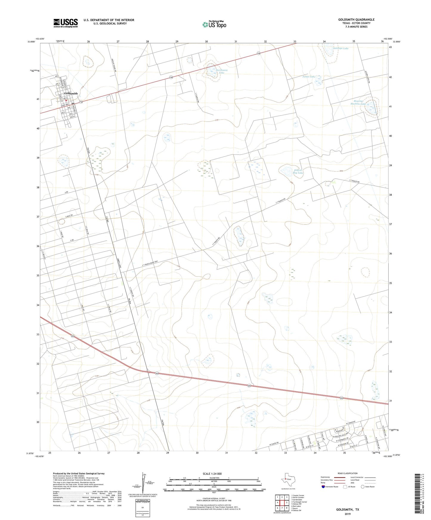 Goldsmith Texas US Topo Map Image