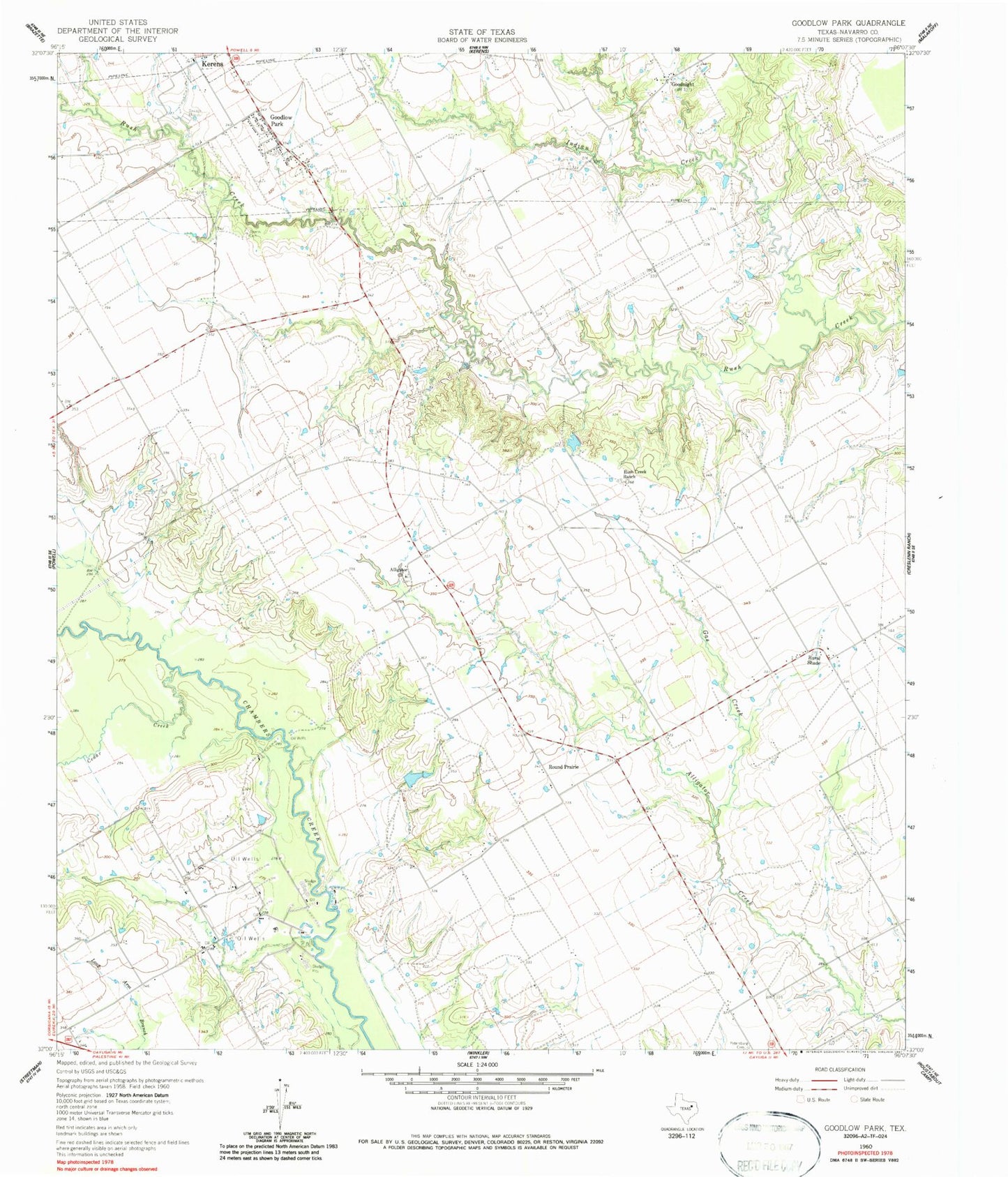 Classic USGS Goodlow Park Texas 7.5'x7.5' Topo Map Image