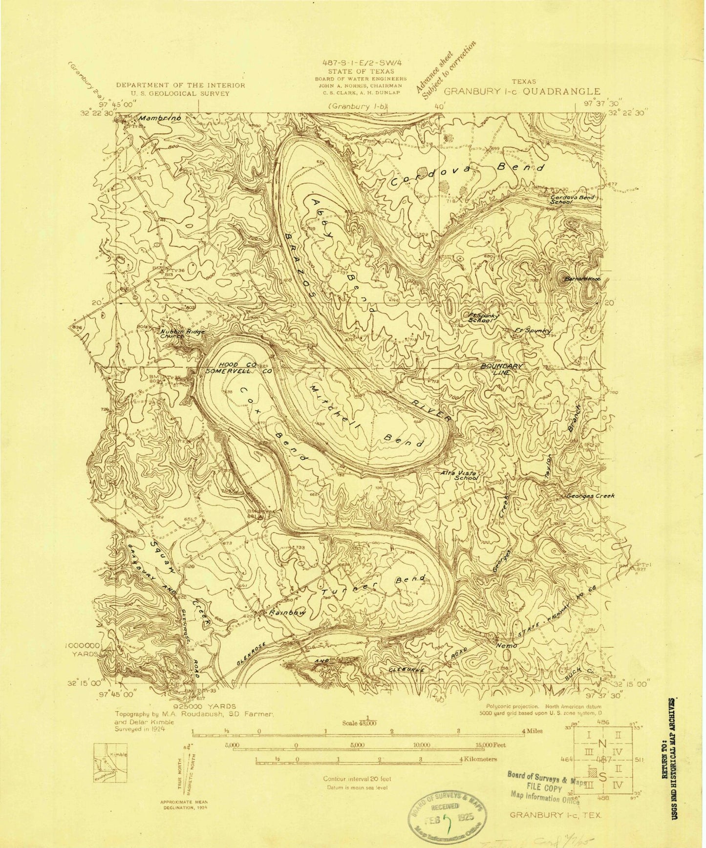 Classic USGS Nemo Texas 7.5'x7.5' Topo Map Image