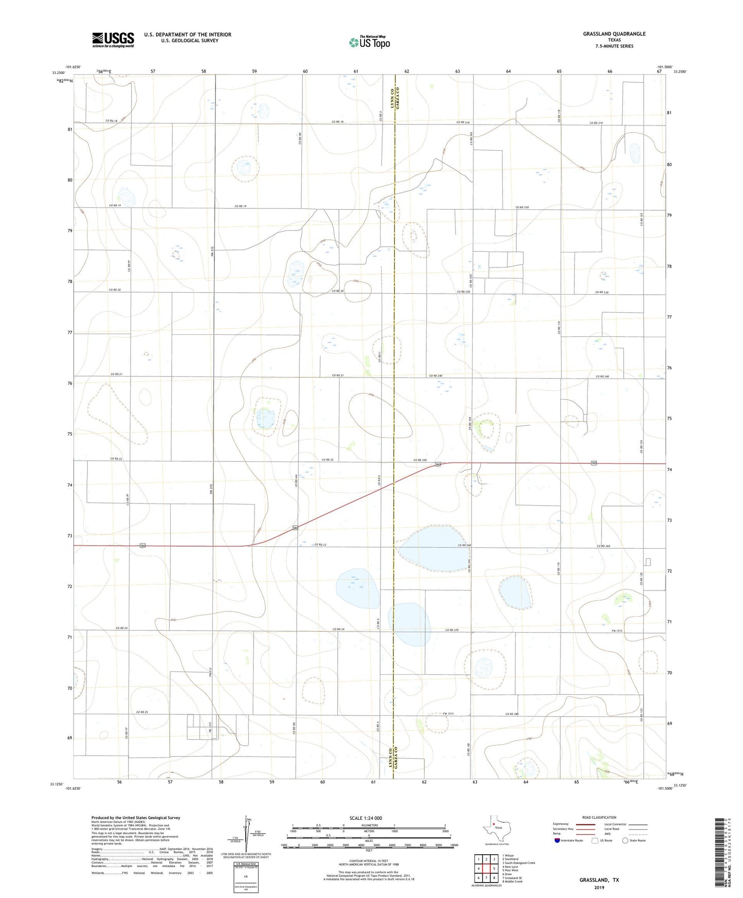 Grassland Texas US Topo Map Image