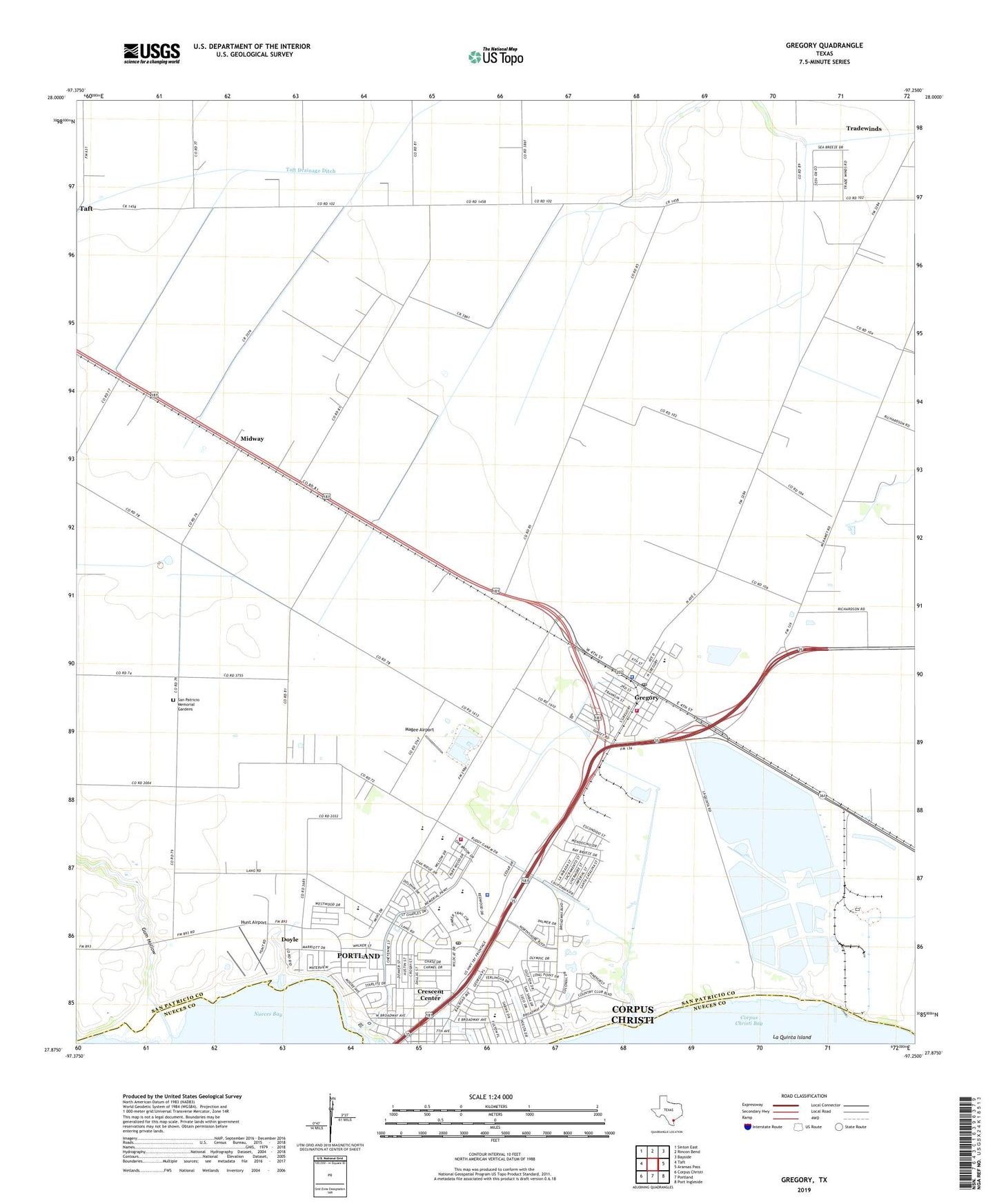 Gregory Texas US Topo Map Image
