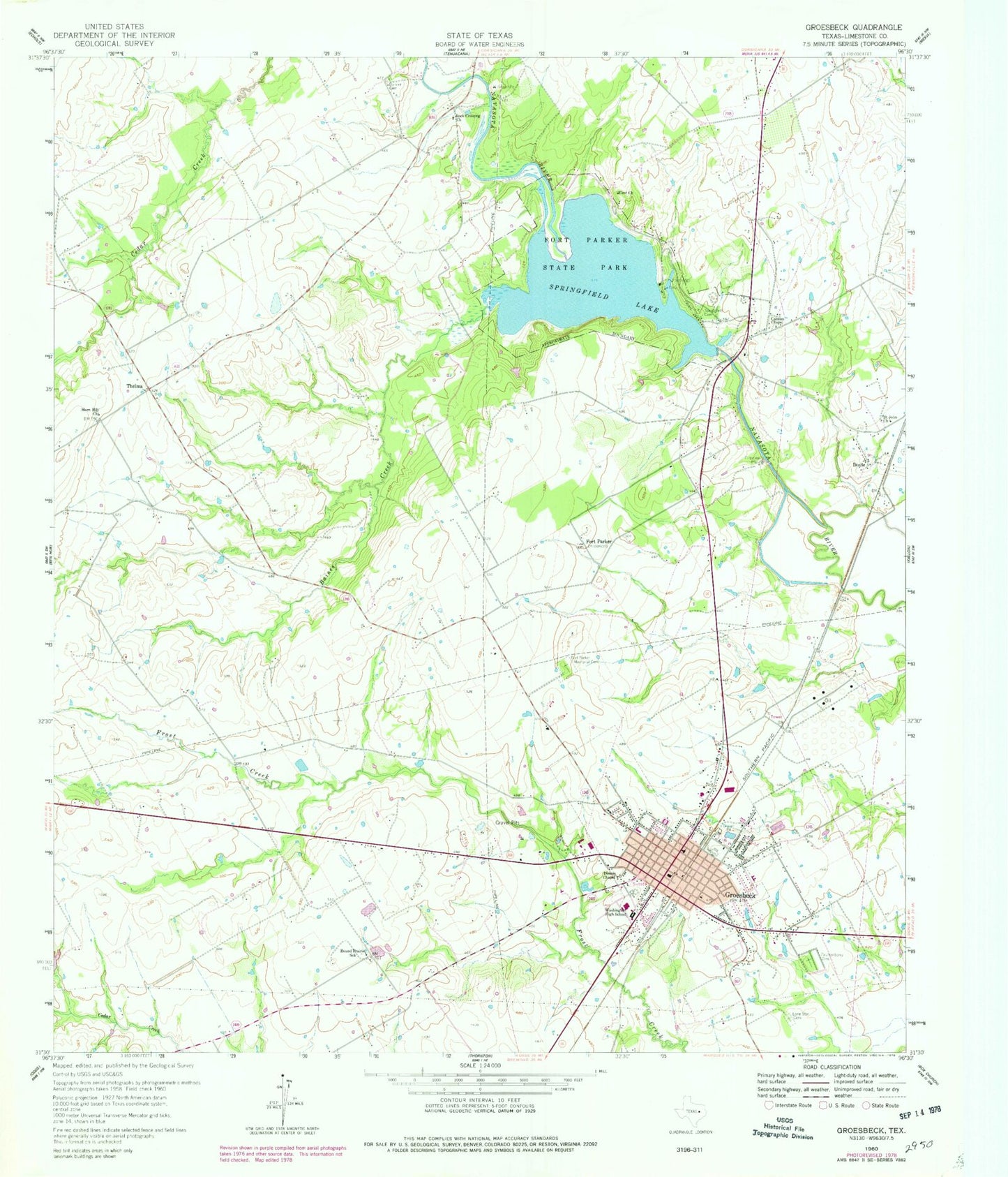 Classic USGS Groesbeck Texas 7.5'x7.5' Topo Map Image