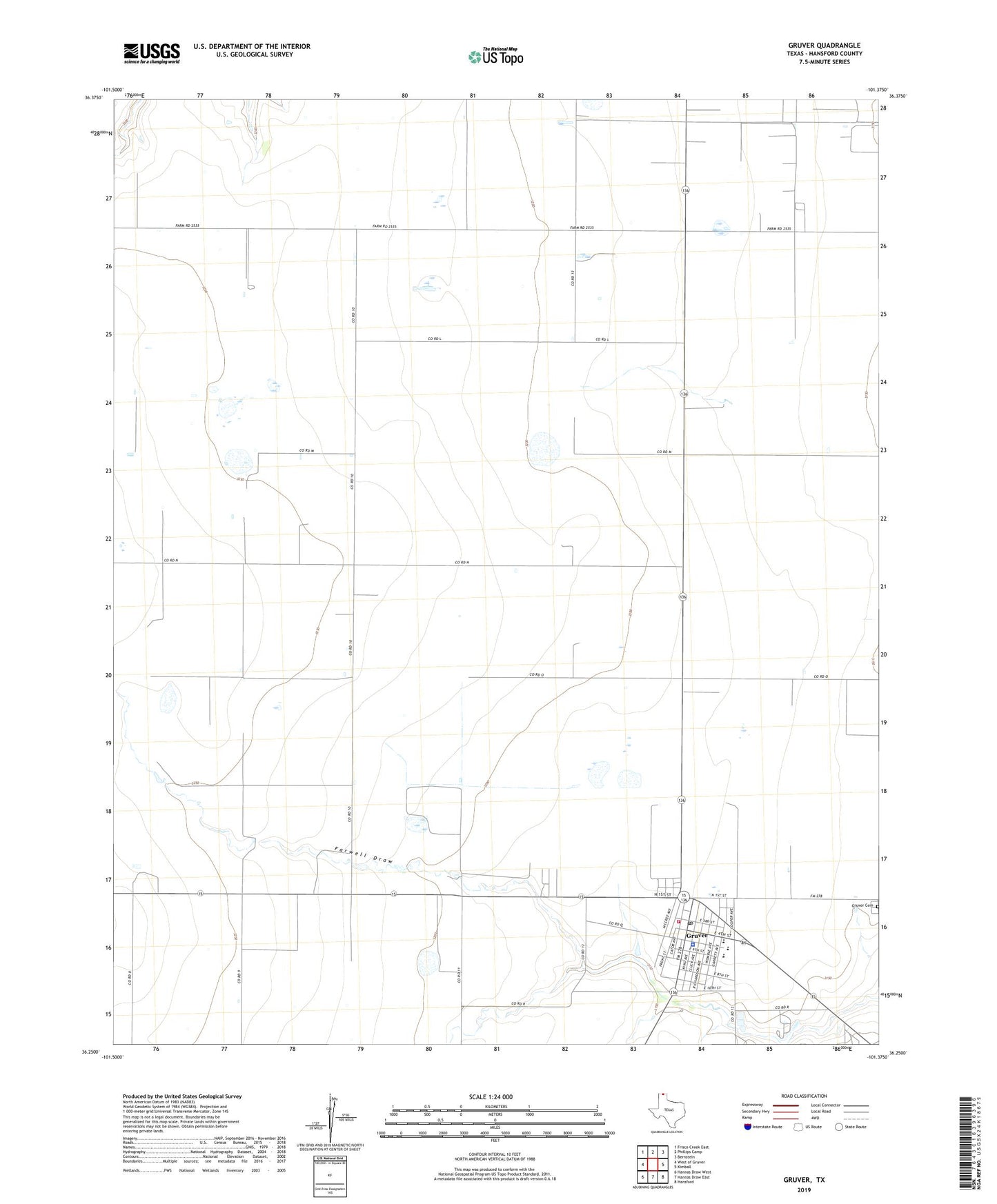 Gruver Texas US Topo Map Image
