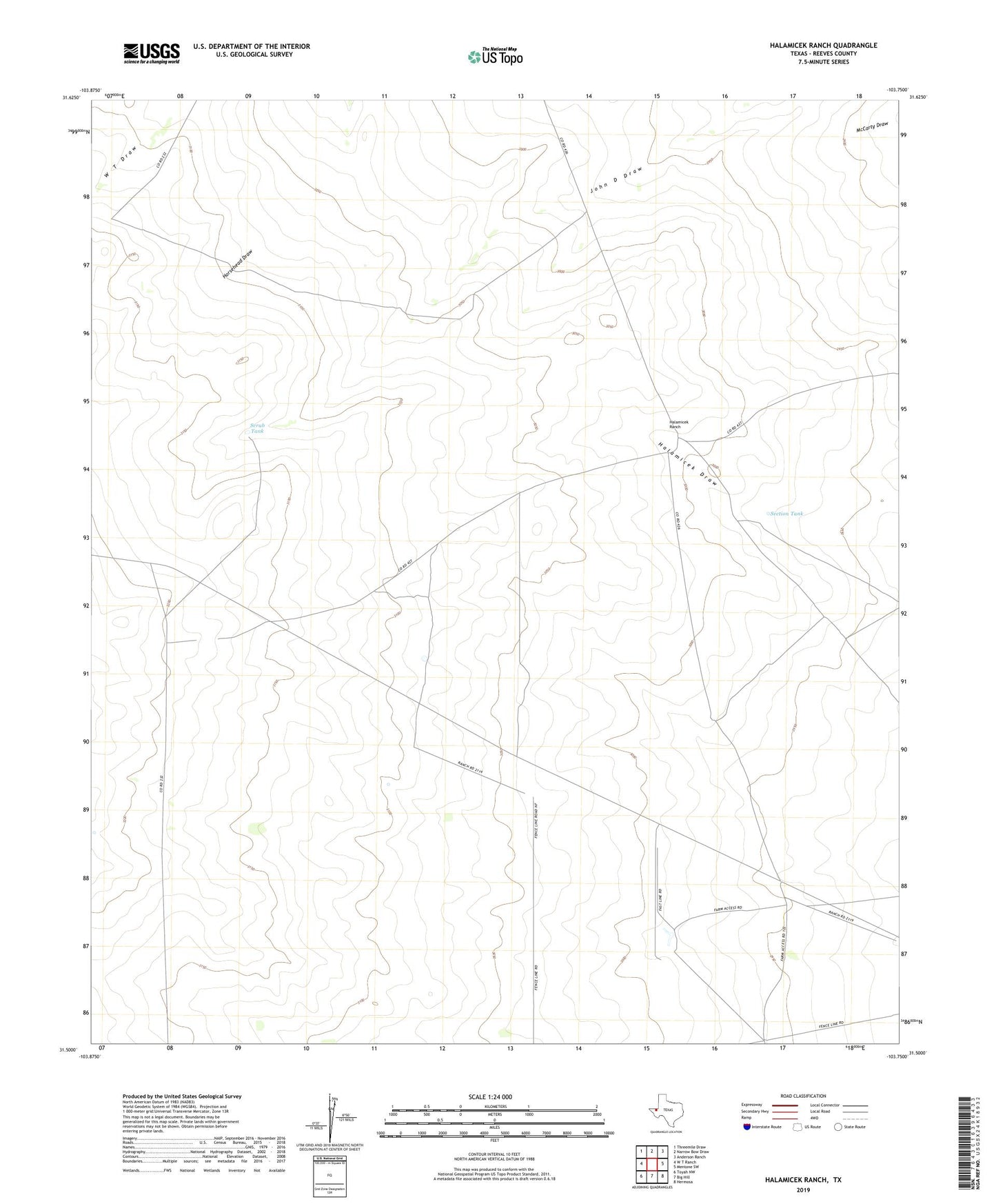 Halamicek Ranch Texas US Topo Map Image