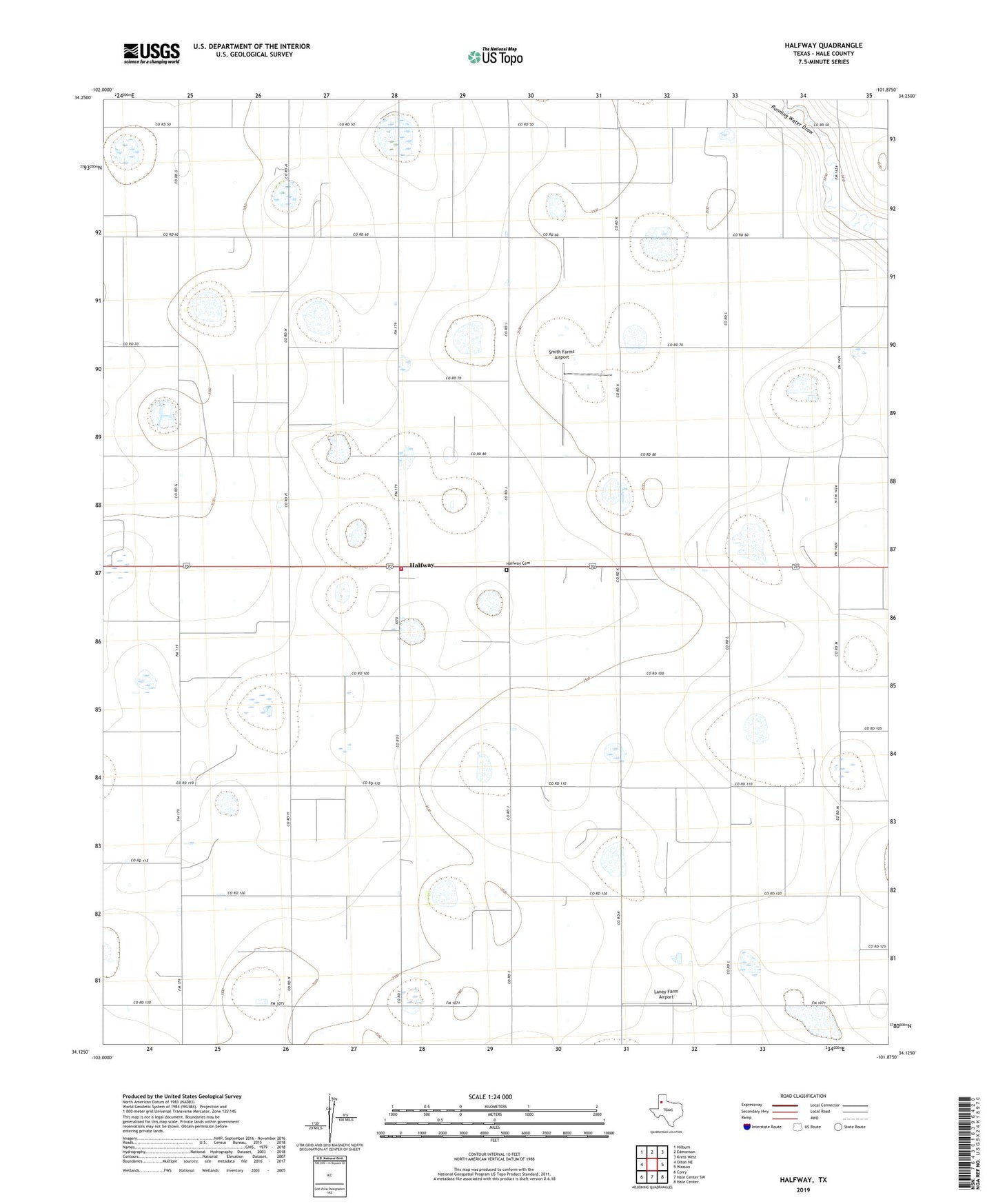 Halfway Texas US Topo Map Image