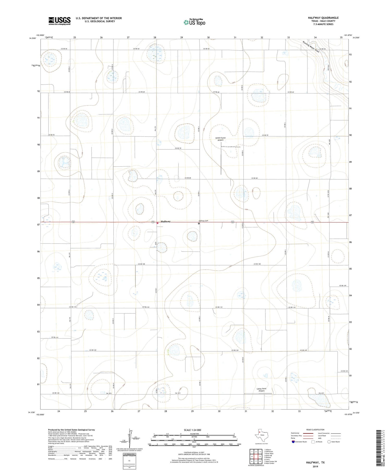 Halfway Texas US Topo Map Image