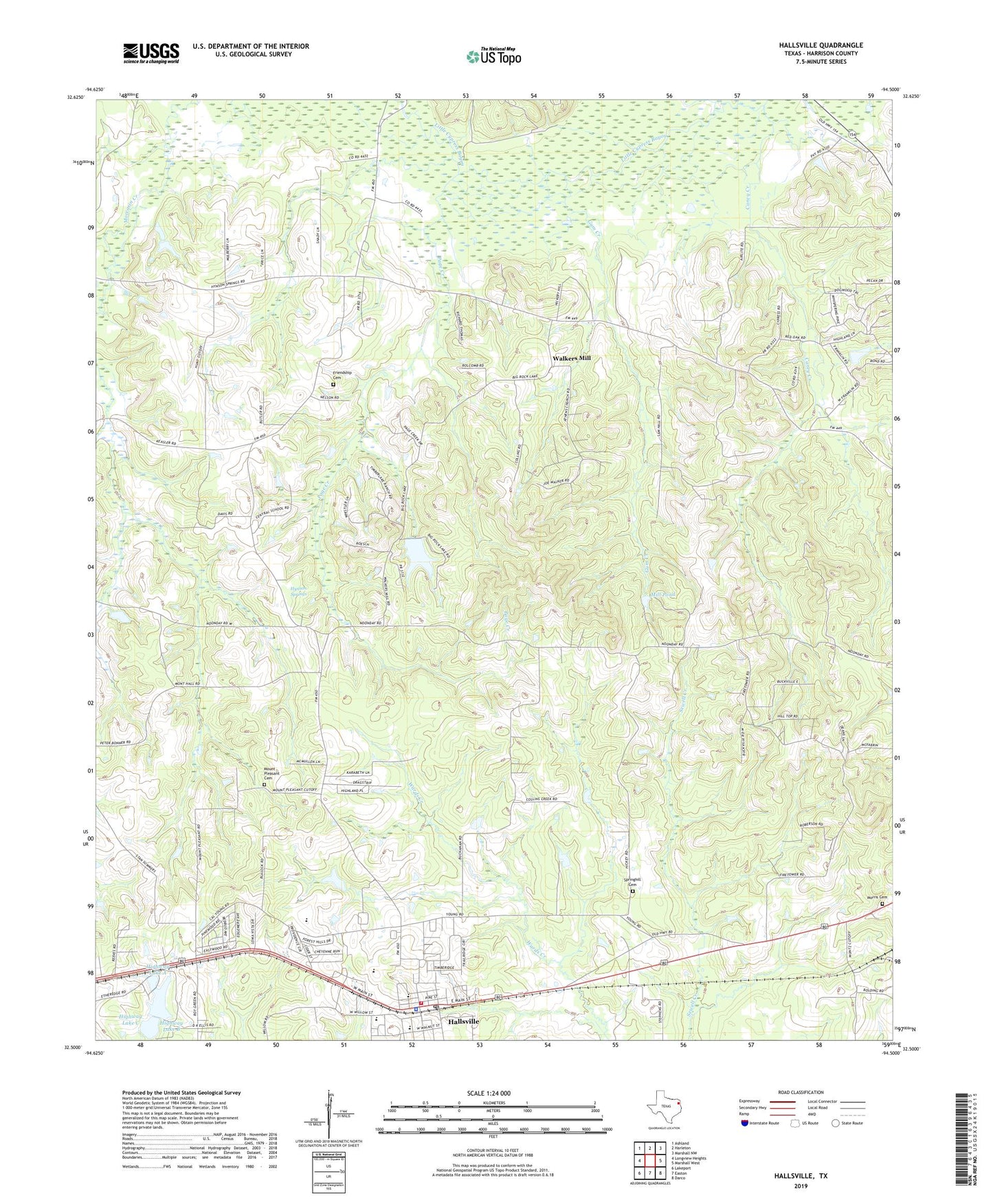 Hallsville Texas US Topo Map Image