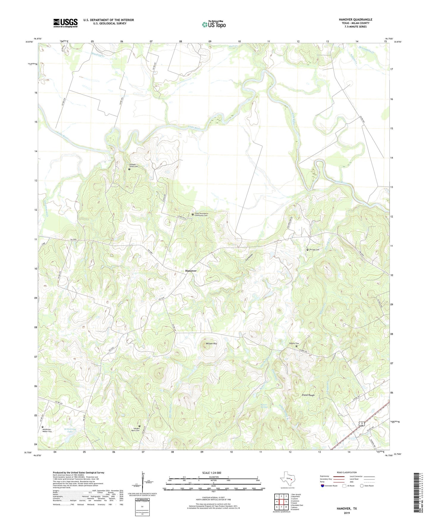 Hanover Texas US Topo Map Image