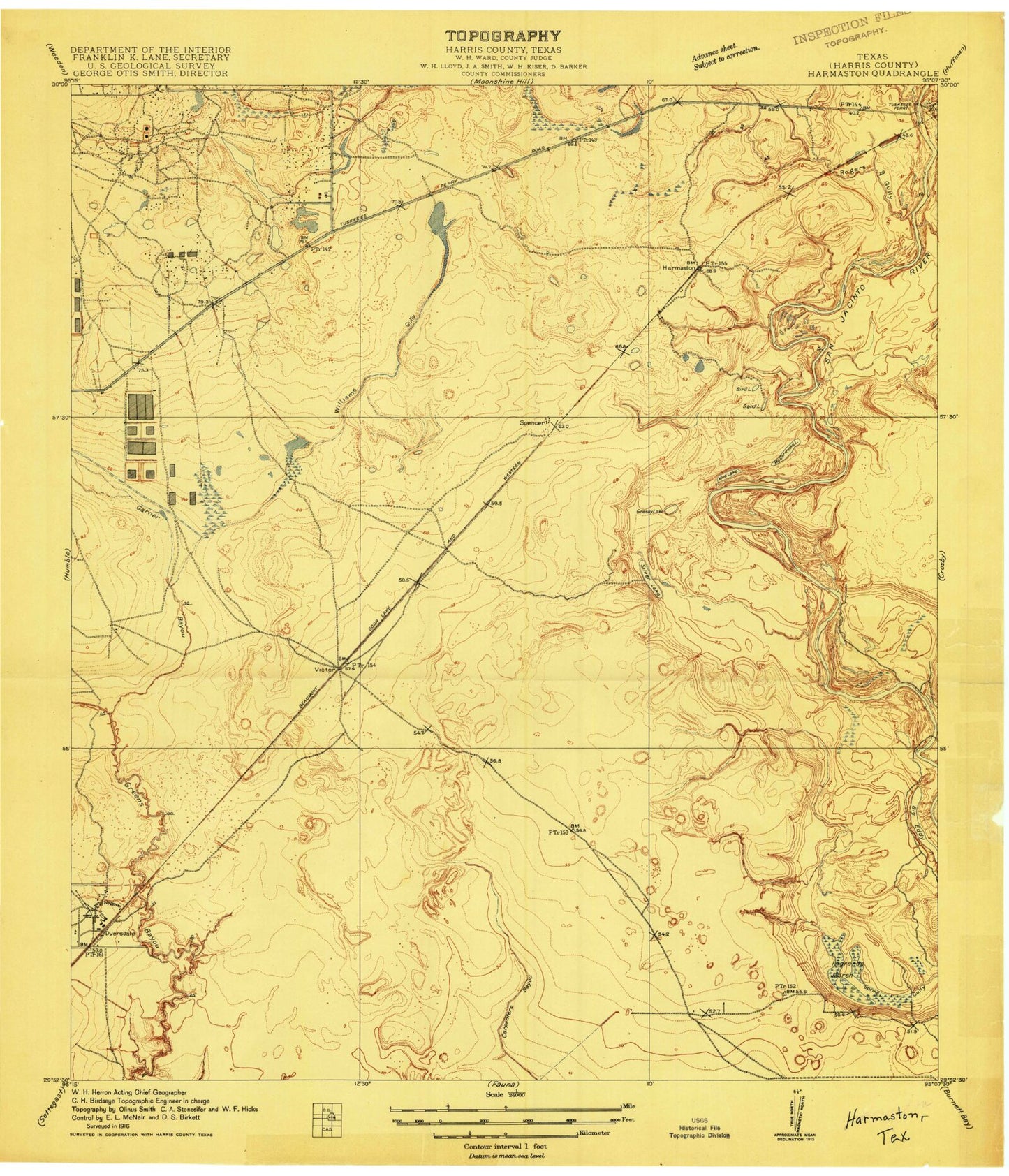Classic USGS Harmaston Texas 7.5'x7.5' Topo Map Image