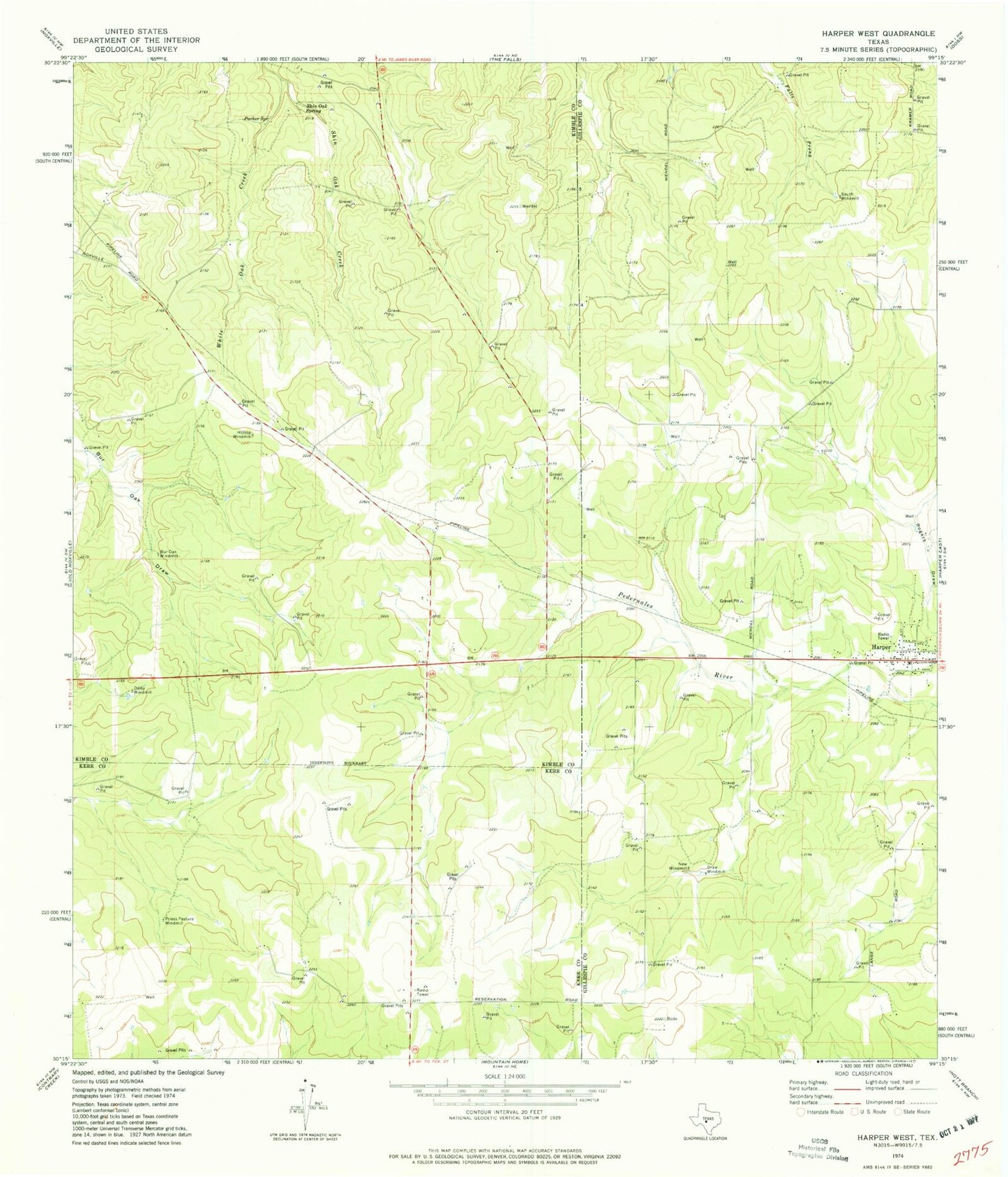 Classic USGS Harper West Texas 7.5'x7.5' Topo Map Image