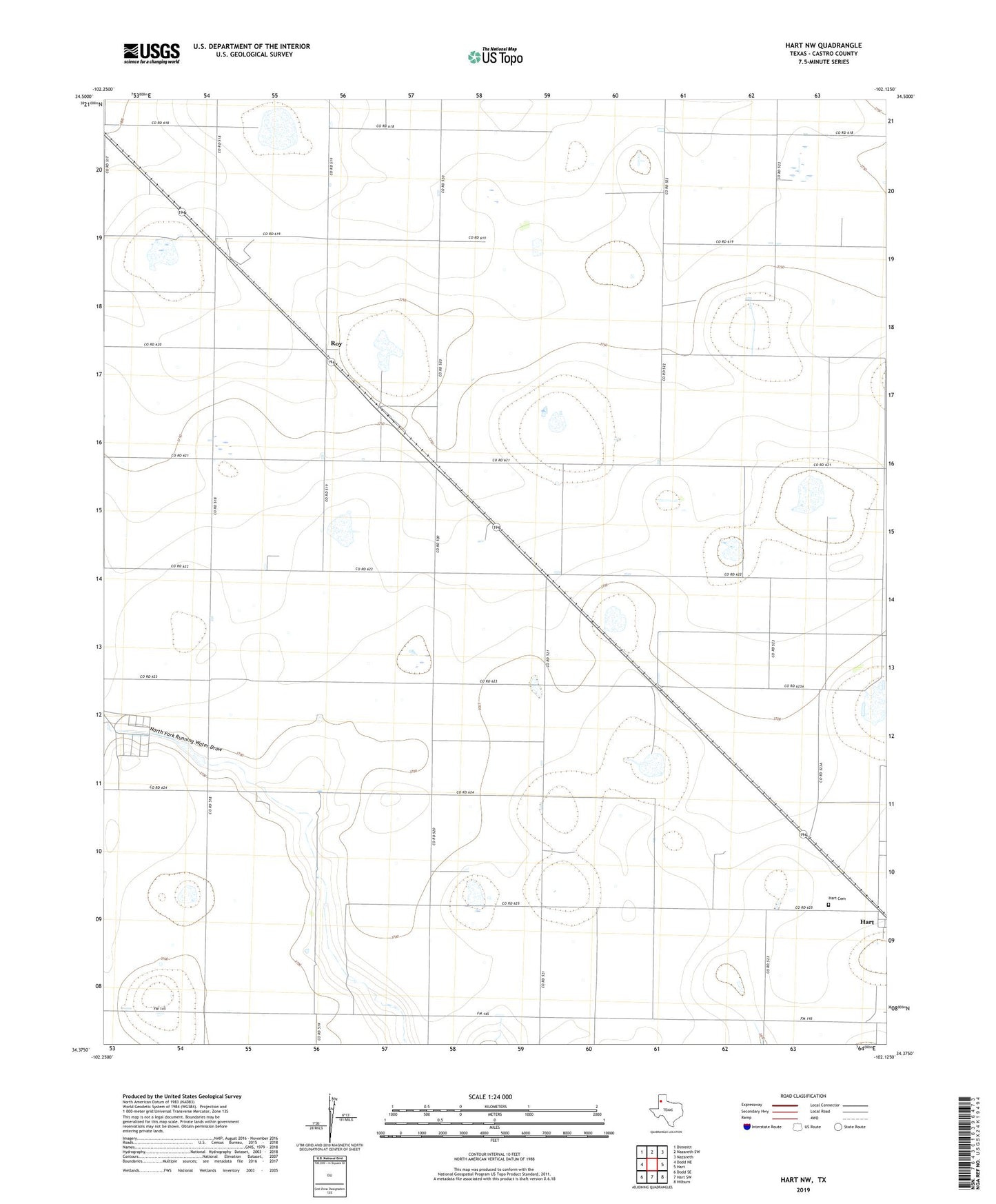 Hart NW Texas US Topo Map Image