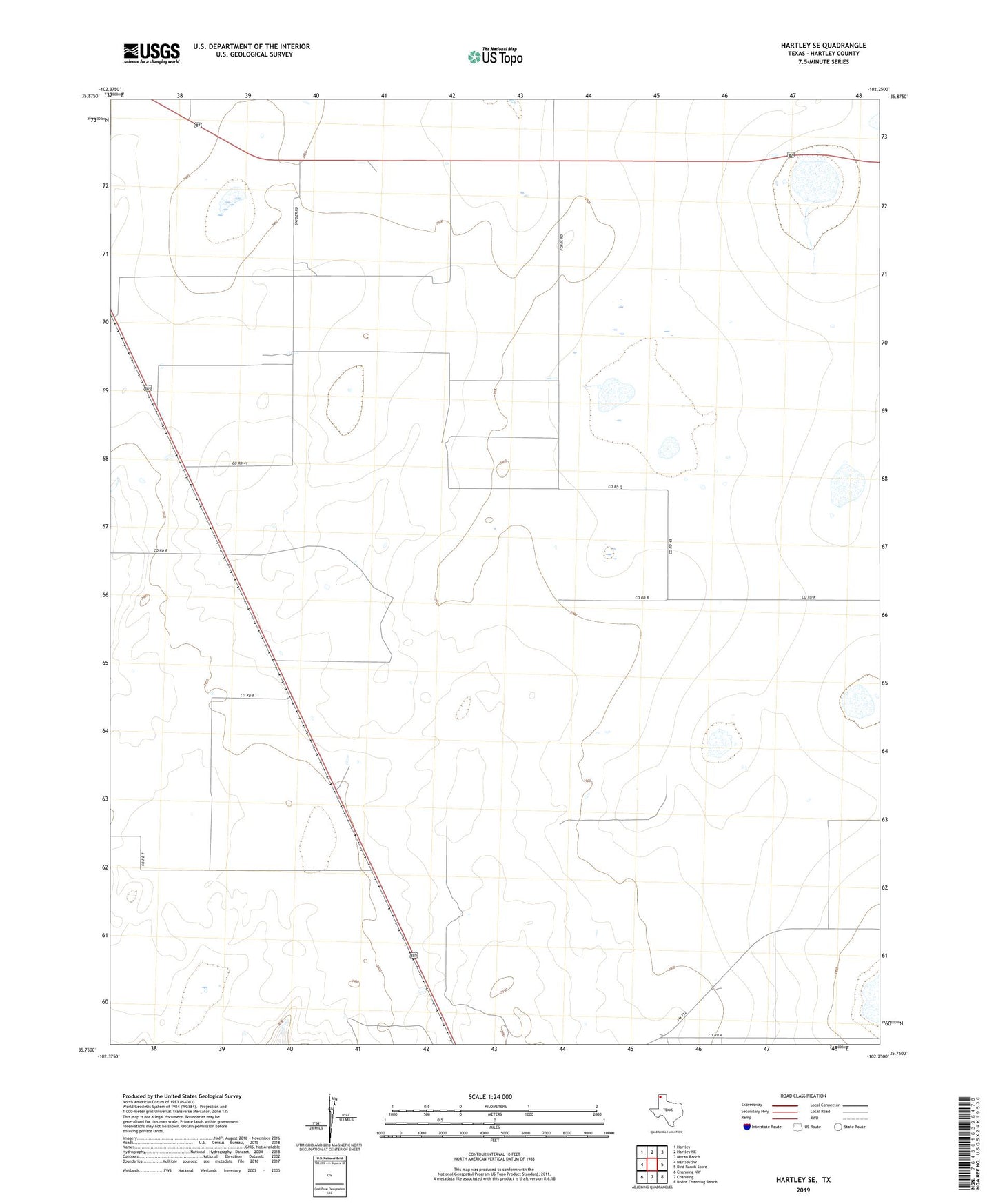 Hartley SE Texas US Topo Map Image