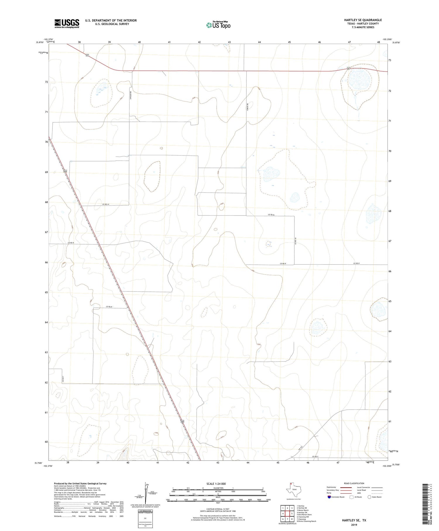 Hartley SE Texas US Topo Map Image