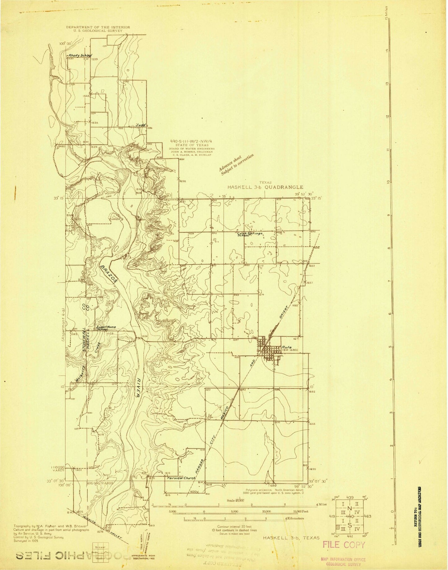 Classic USGS Rule Texas 7.5'x7.5' Topo Map Image