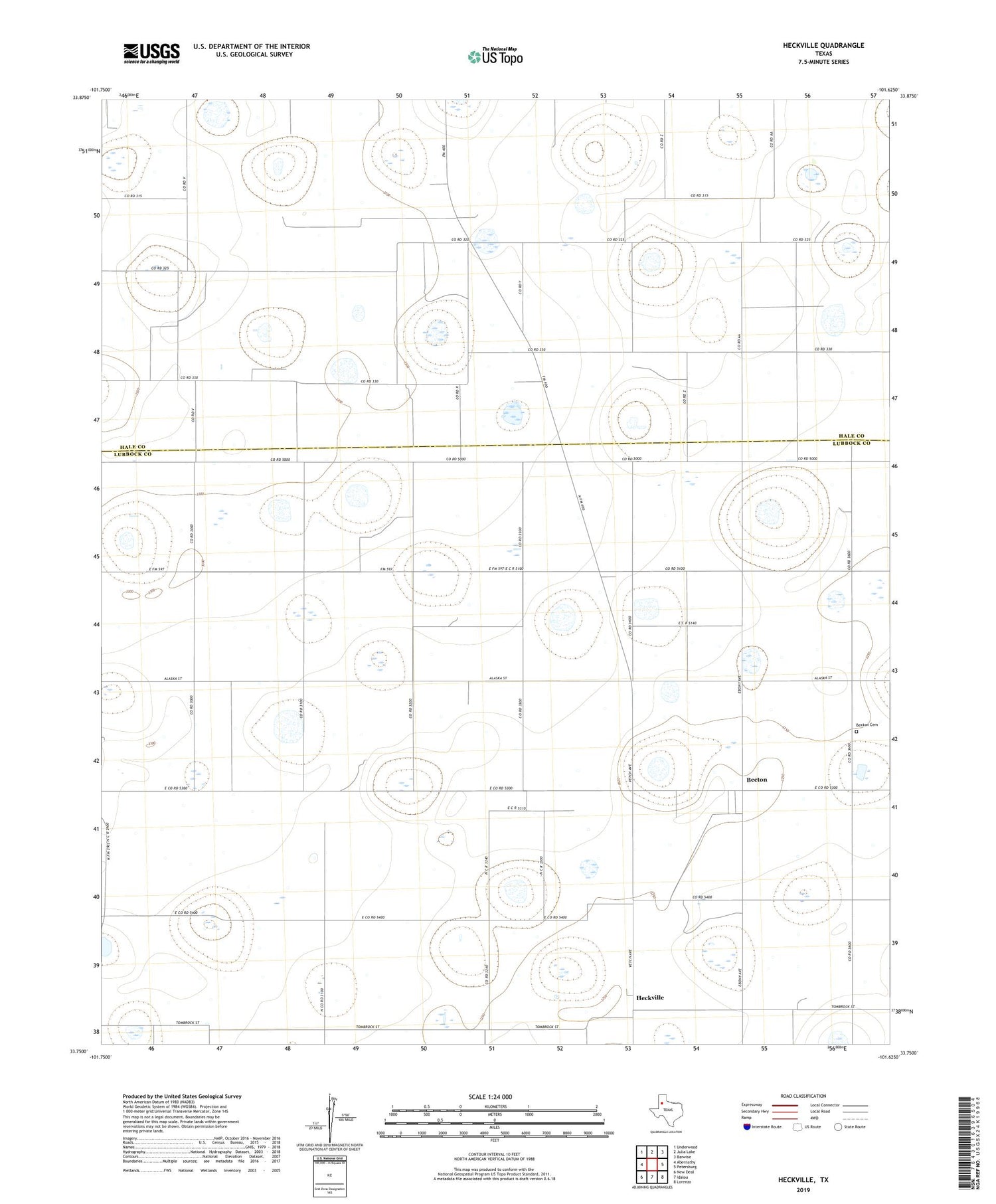 Heckville Texas US Topo Map Image