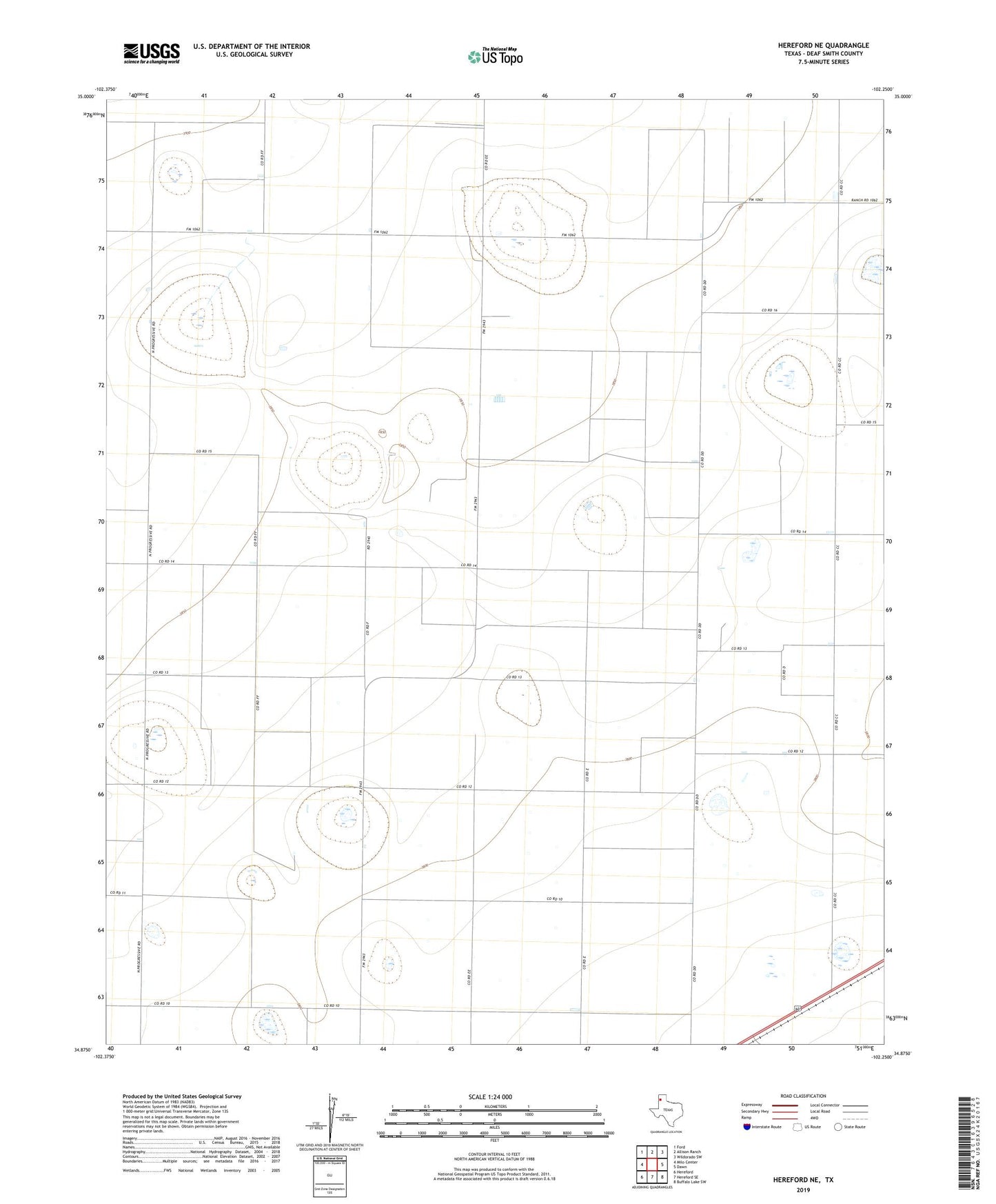 Hereford NE Texas US Topo Map Image
