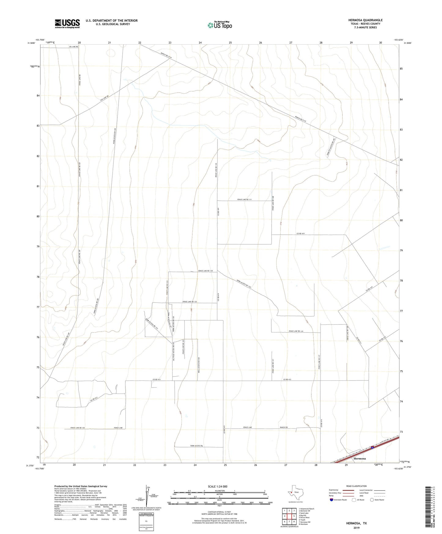 Hermosa Texas US Topo Map Image