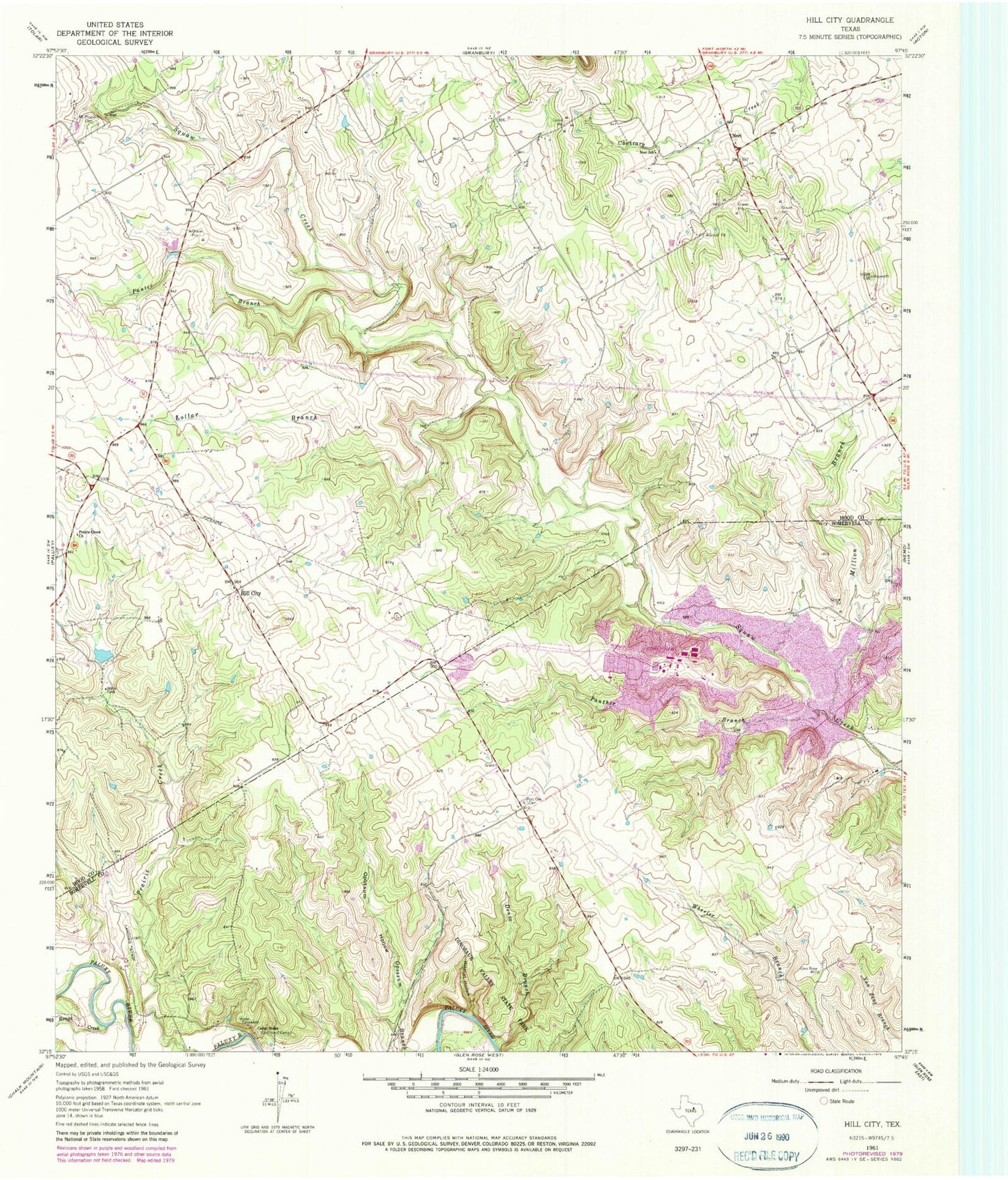 Classic USGS Hill City Texas 7.5'x7.5' Topo Map Image