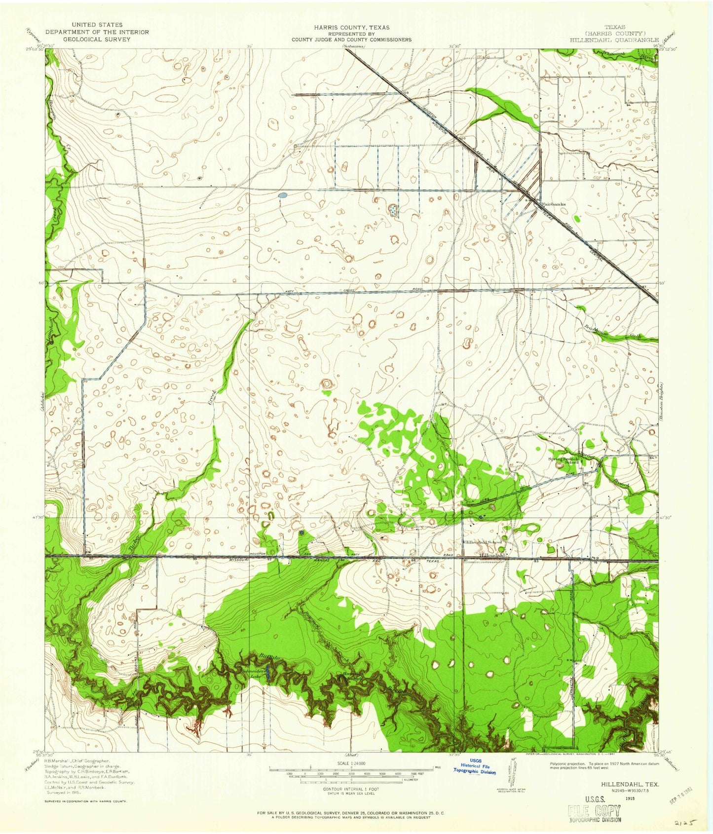 Classic USGS Hedwig Village Texas 7.5'x7.5' Topo Map Image