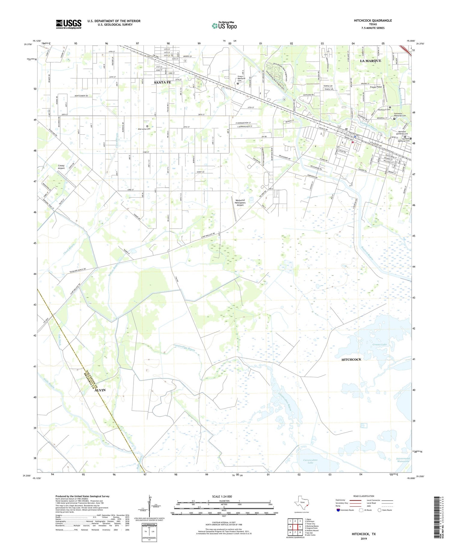 Hitchcock Texas US Topo Map Image