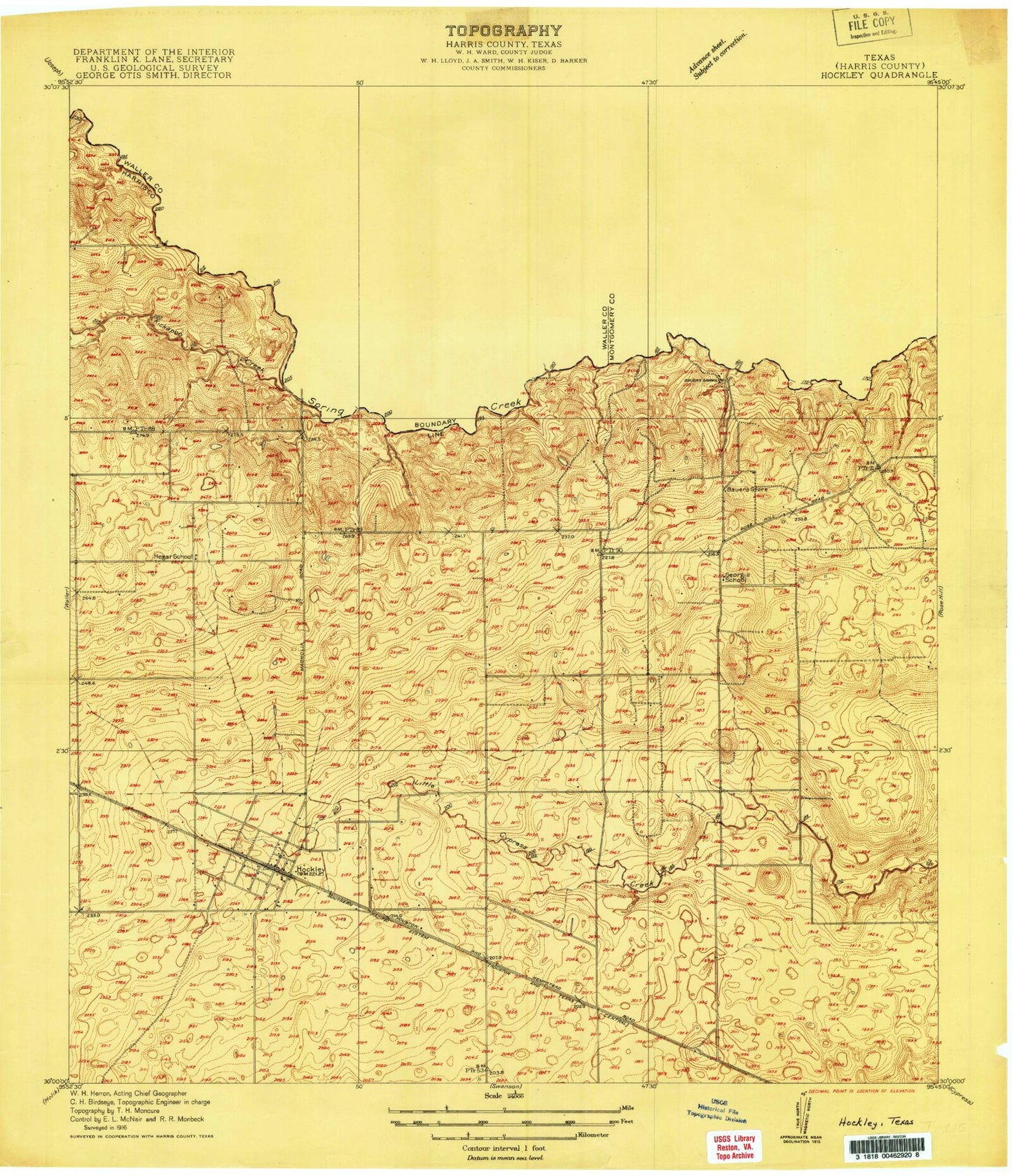 Classic USGS Hockley Texas 7.5'x7.5' Topo Map Image