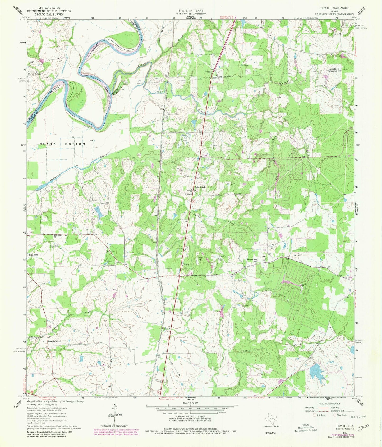 Classic USGS Howth Texas 7.5'x7.5' Topo Map Image