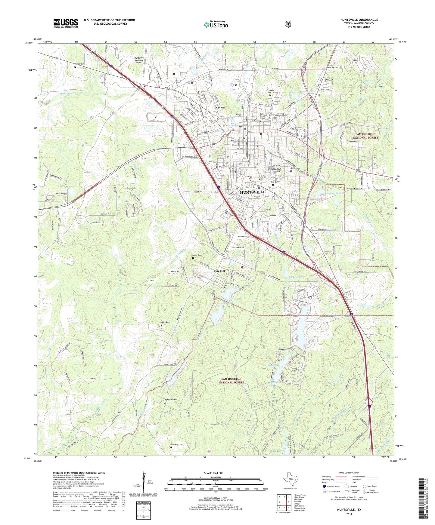 Huntsville Texas US Topo Map Image