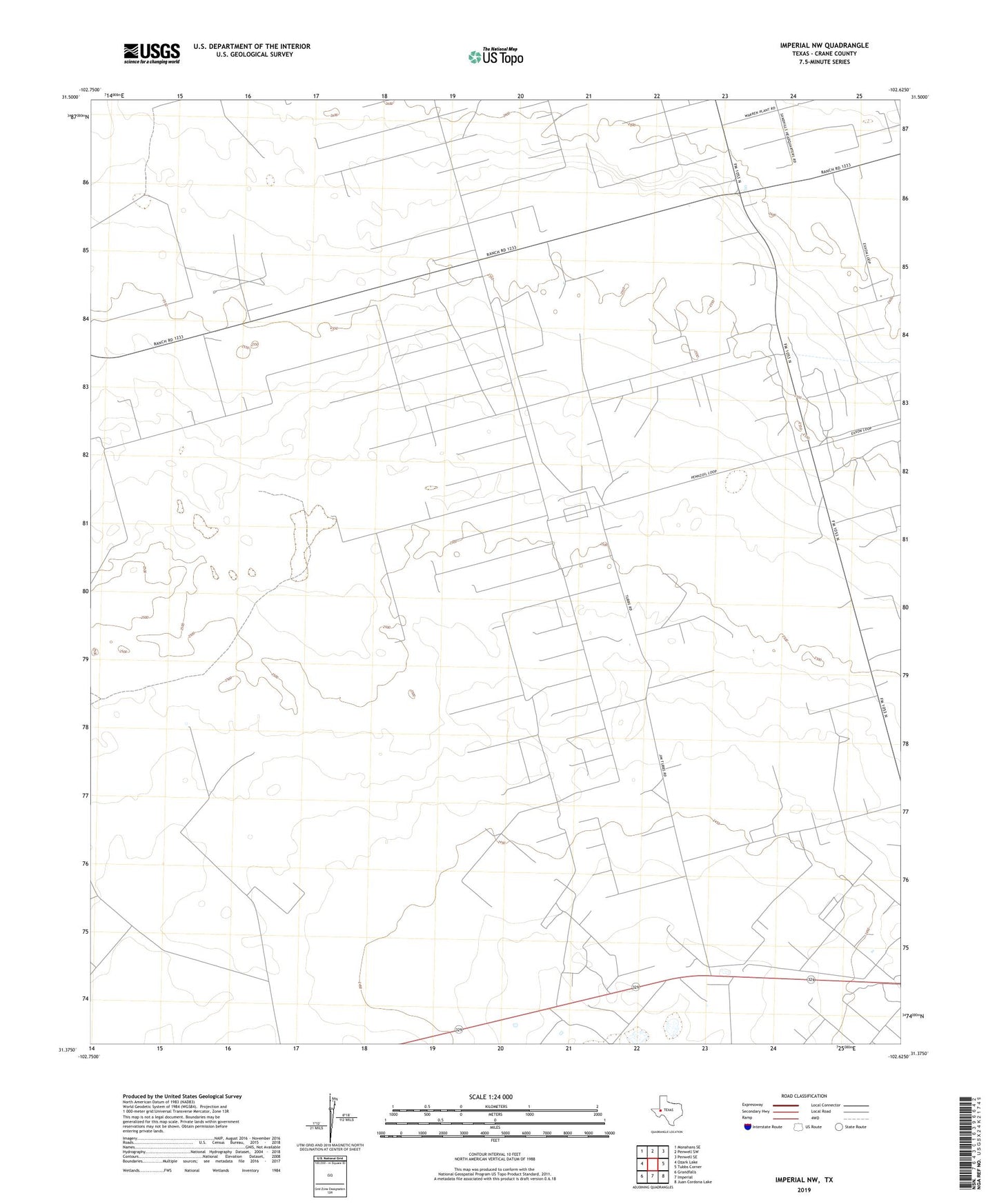 Imperial NW Texas US Topo Map Image