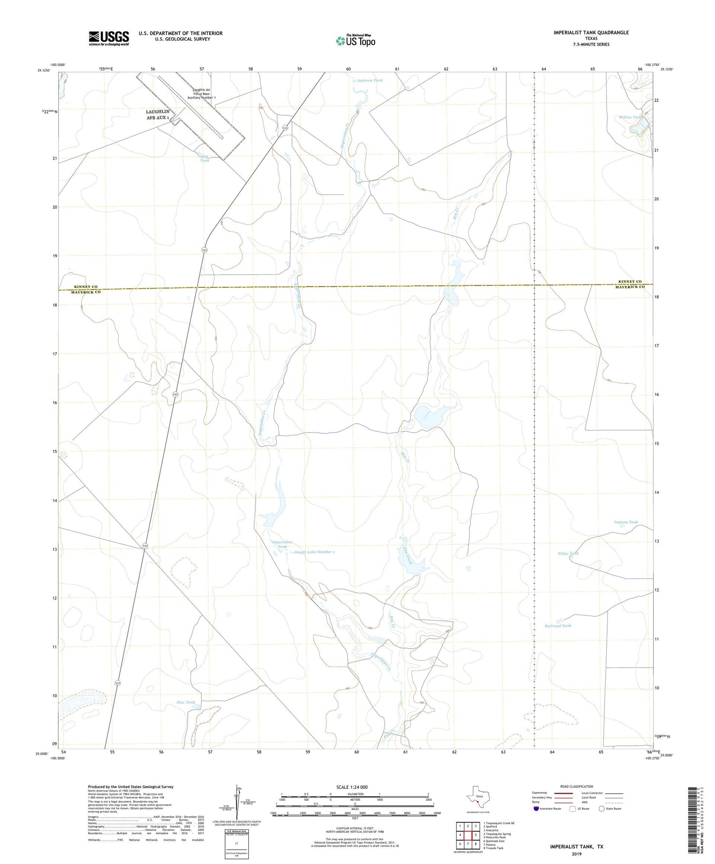 Imperialist Tank Texas US Topo Map Image