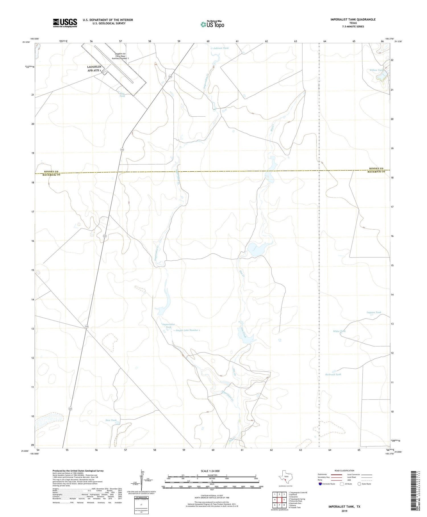 Imperialist Tank Texas US Topo Map Image