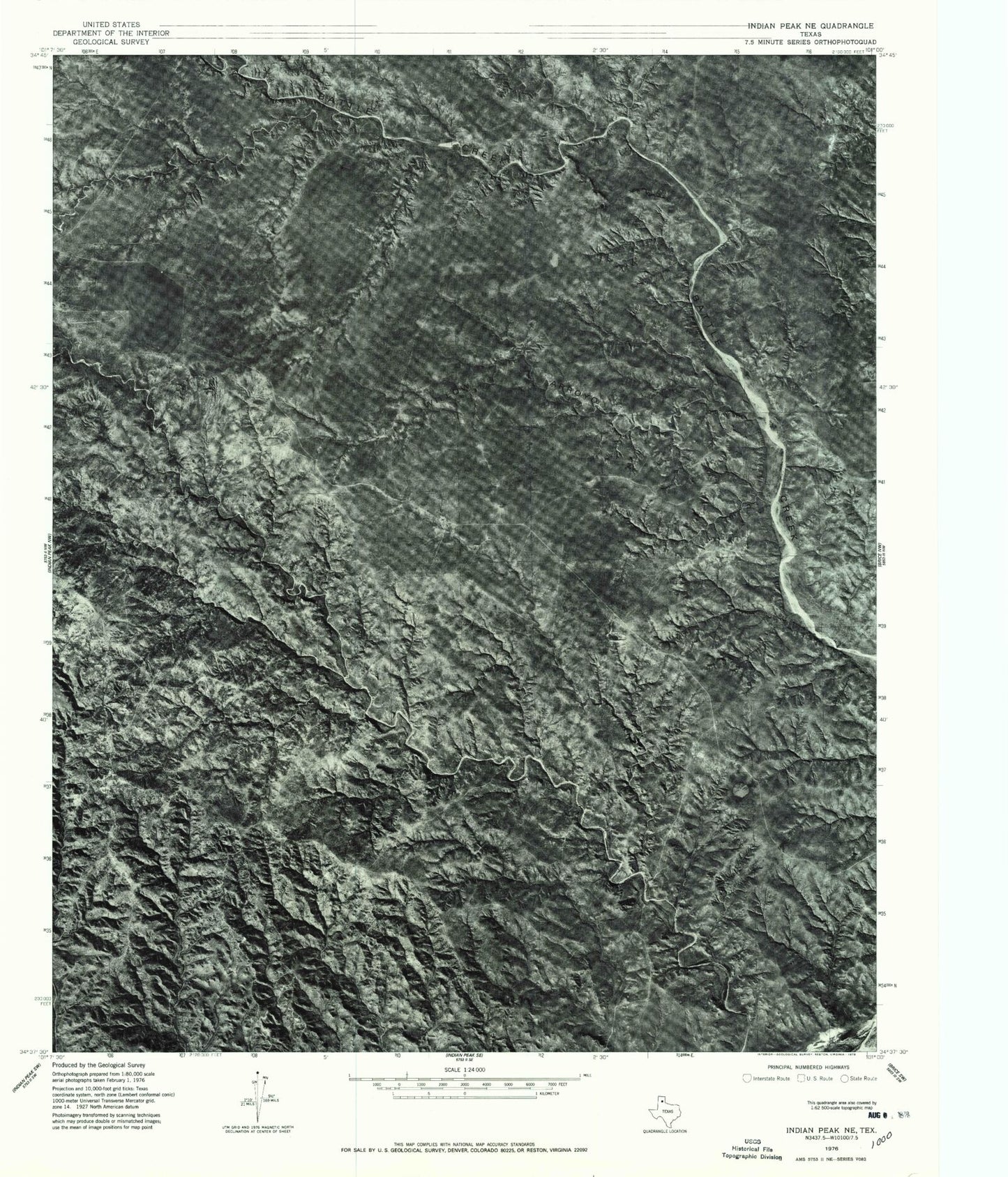 Classic USGS Willow Arroyo Texas 7.5'x7.5' Topo Map Image