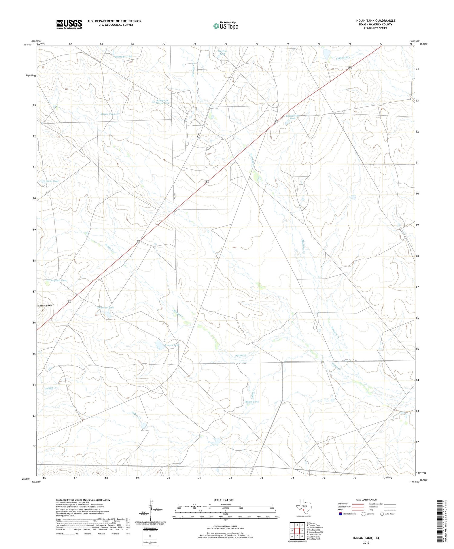 Indian Tank Texas US Topo Map Image