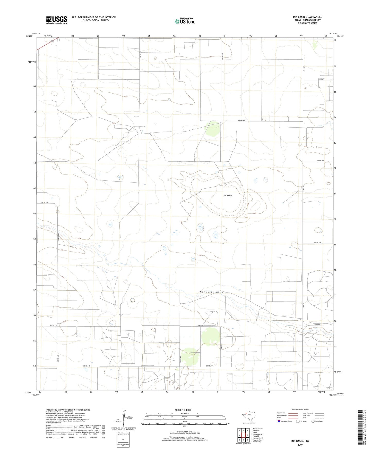 Ink Basin Texas US Topo Map Image