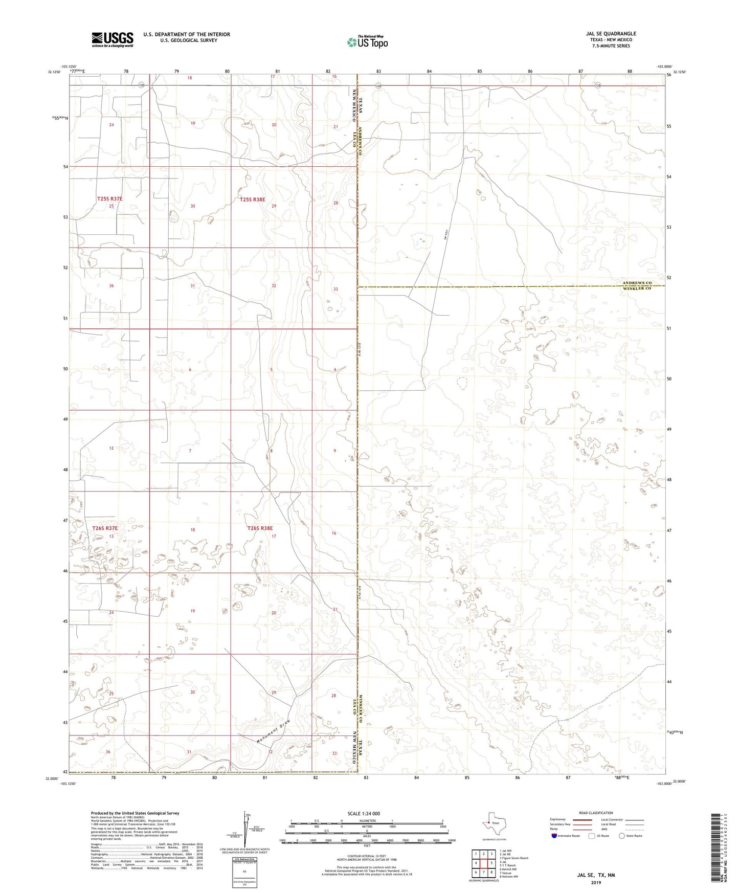 Jal SE Texas US Topo Map Image