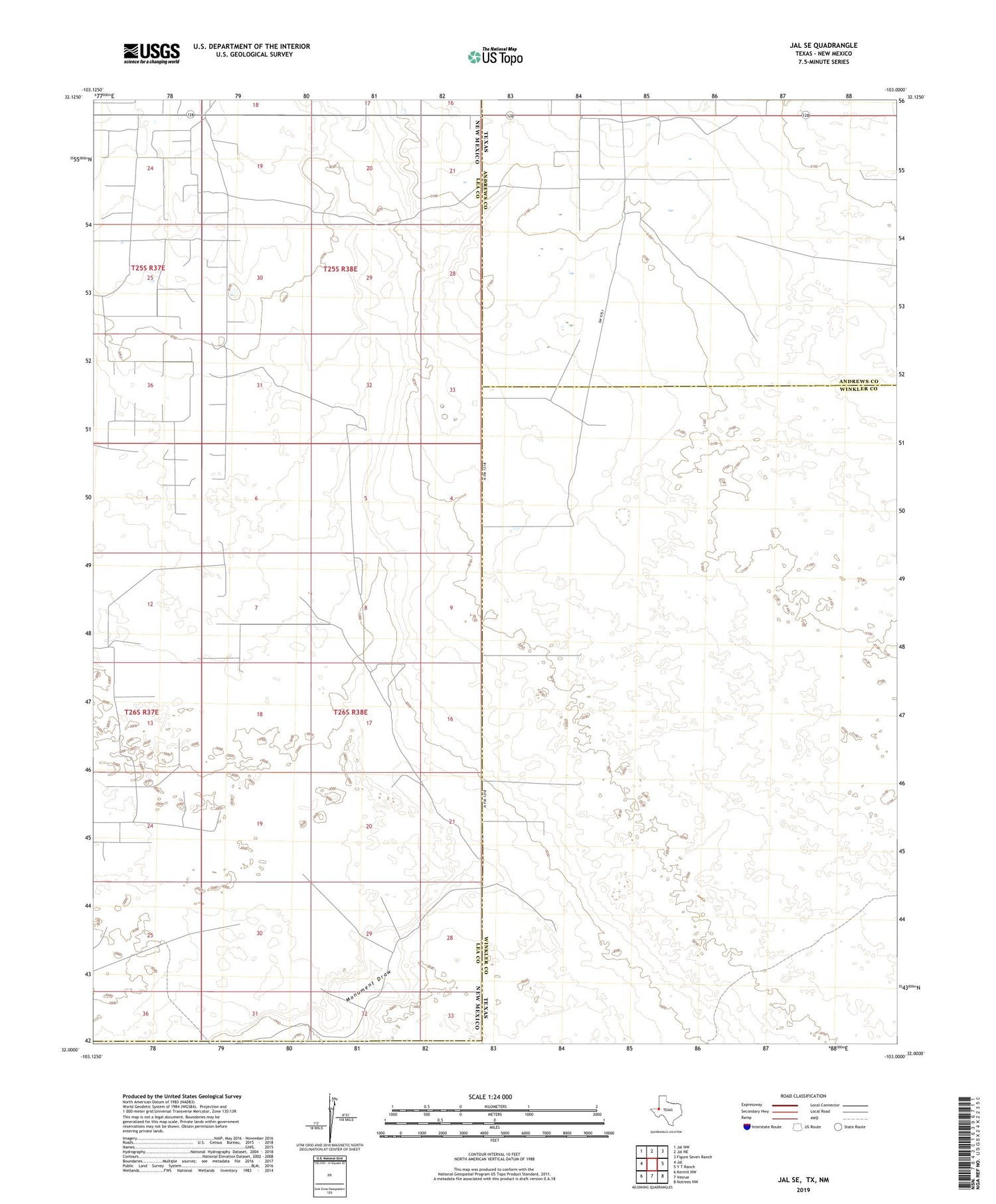 Jal SE Texas US Topo Map Image