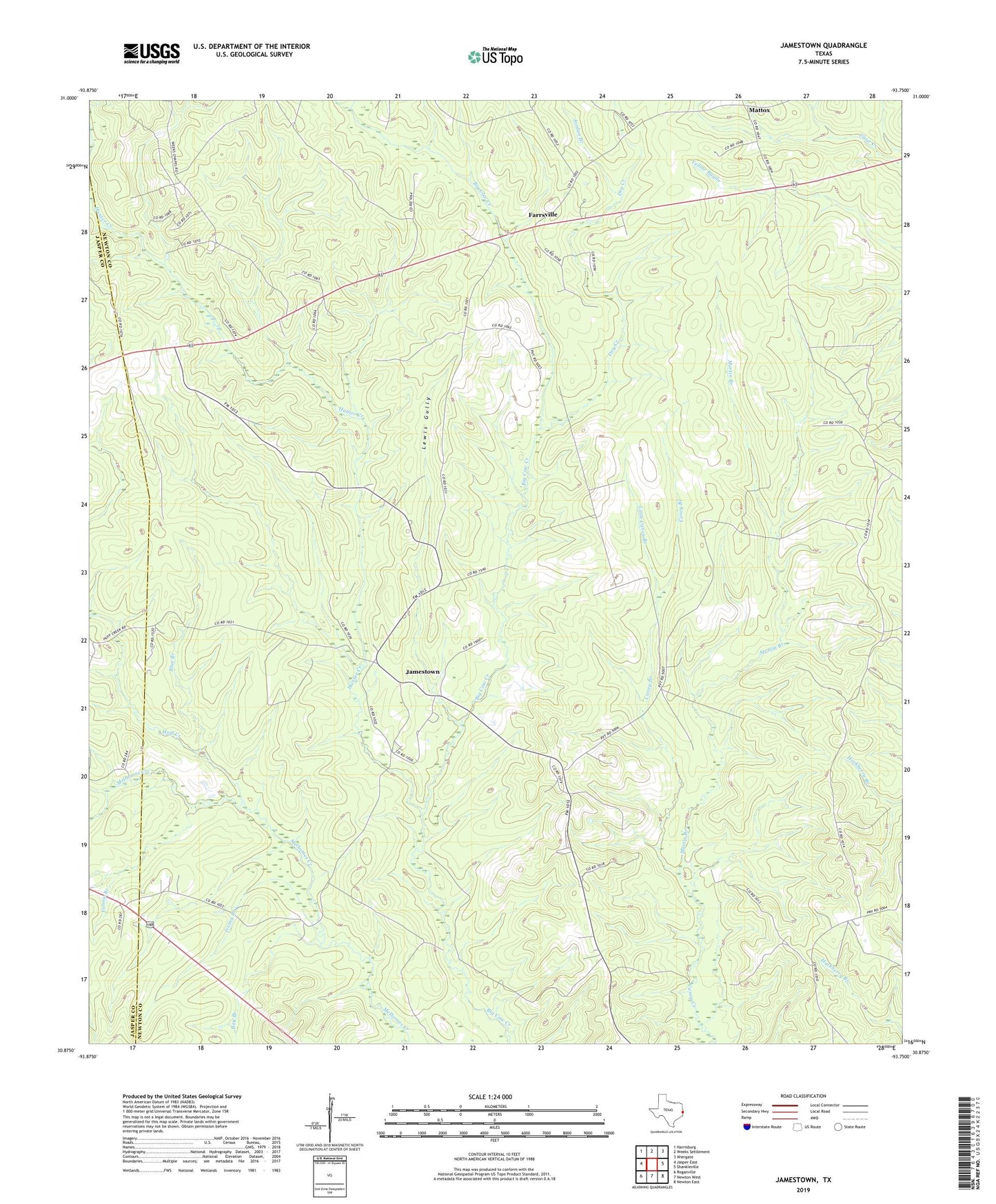 Jamestown Texas US Topo Map Image