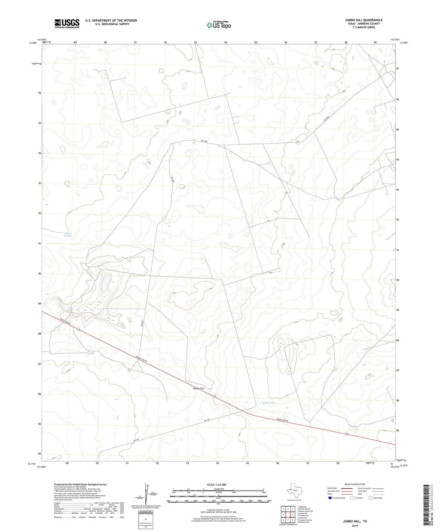 Jumbo Hill Texas US Topo Map Image