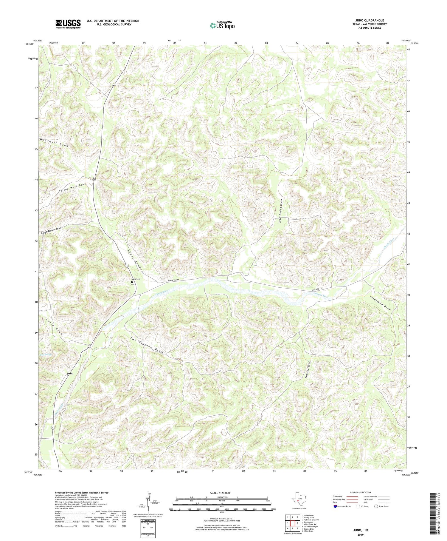 Juno Texas US Topo Map Image
