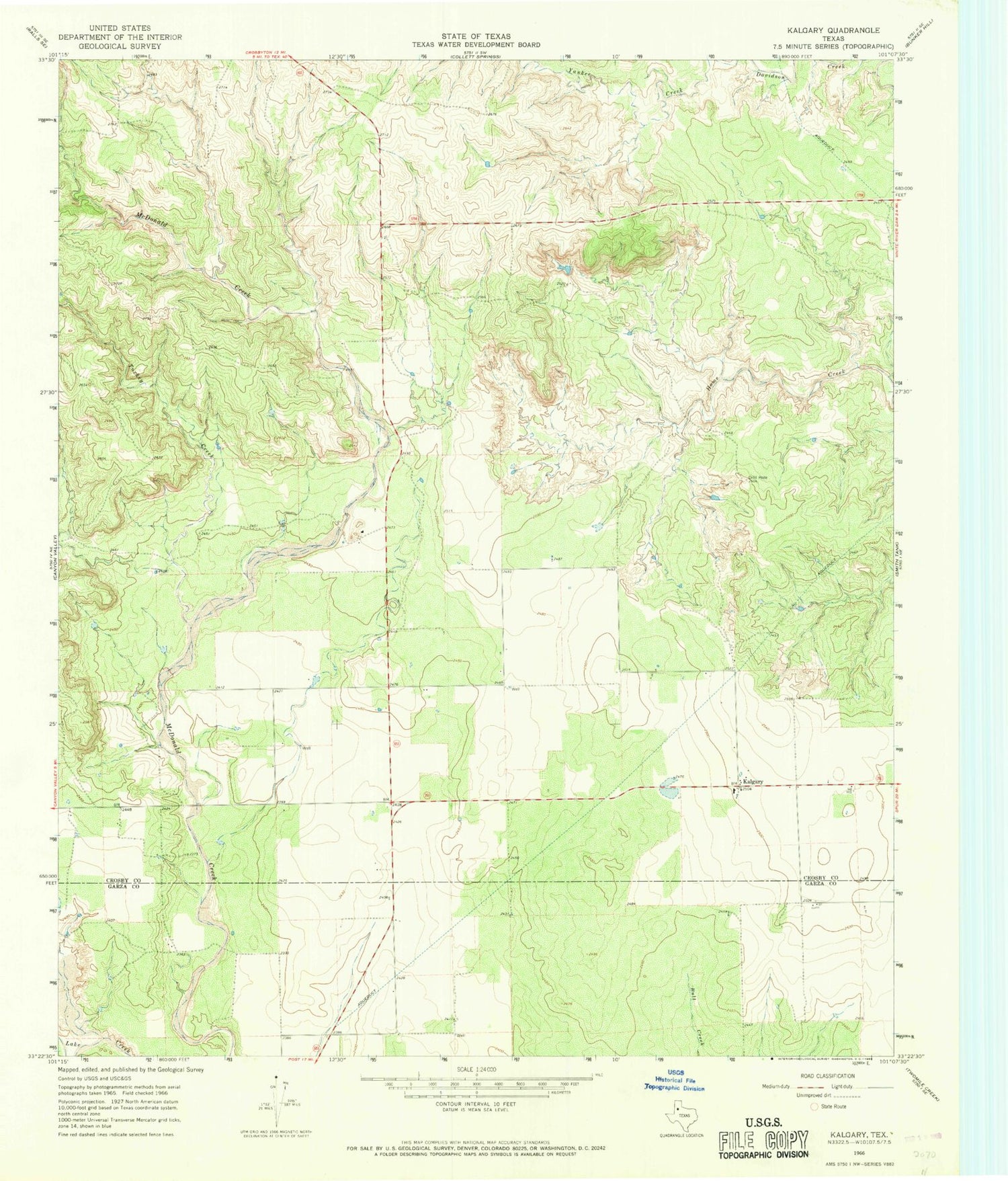Classic USGS Kalgary Texas 7.5'x7.5' Topo Map Image