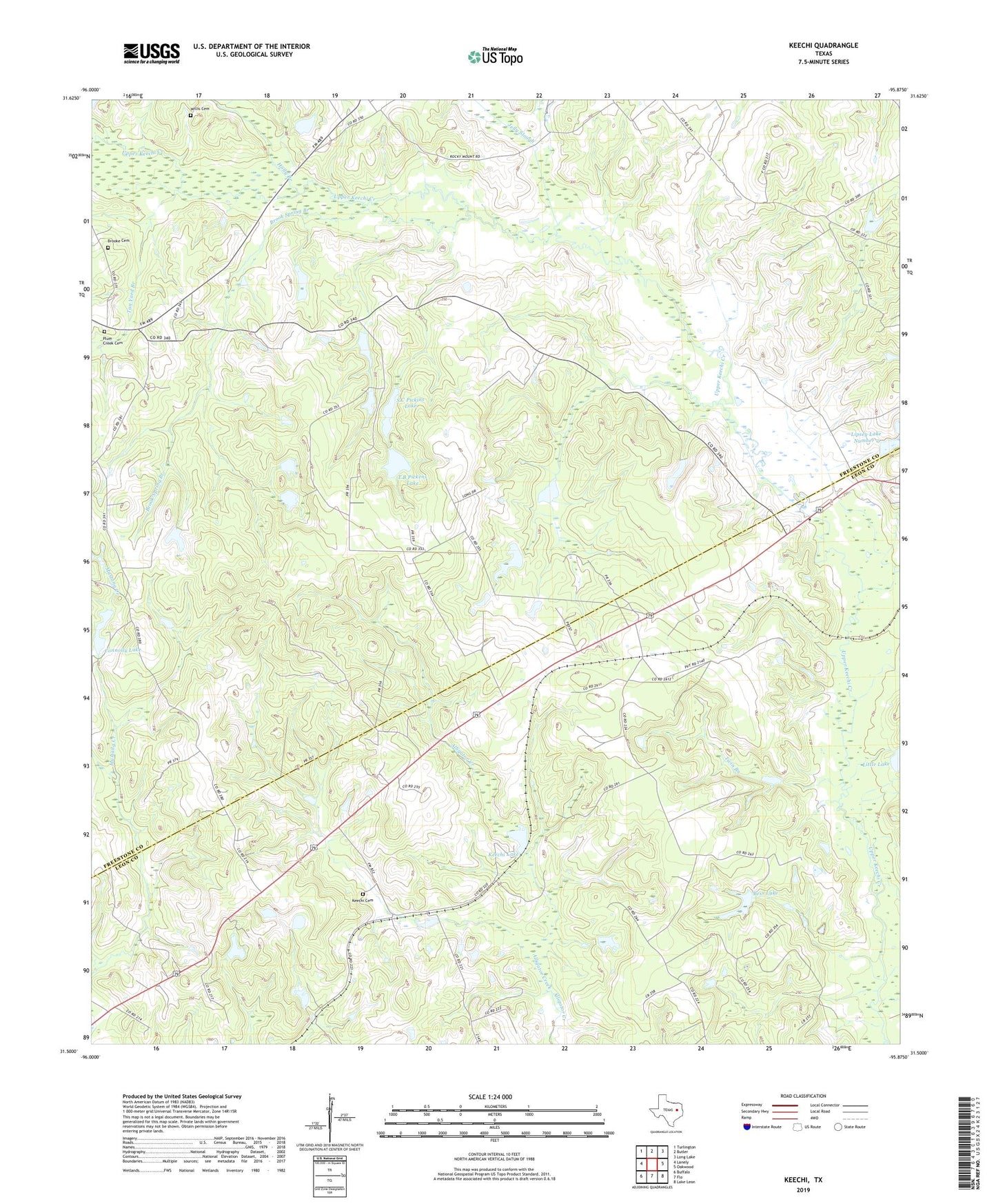 Keechi Texas US Topo Map Image