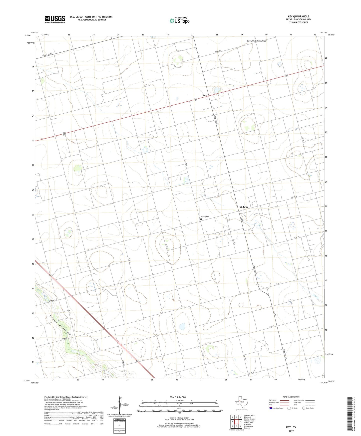 Key Texas US Topo Map Image