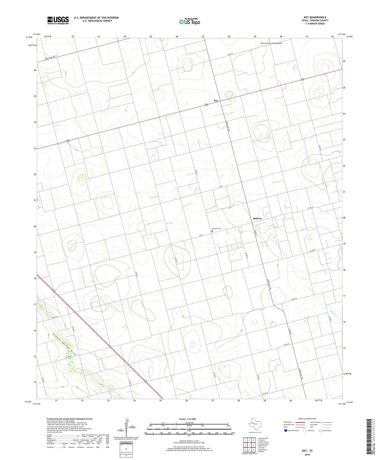 Key Texas US Topo Map Image